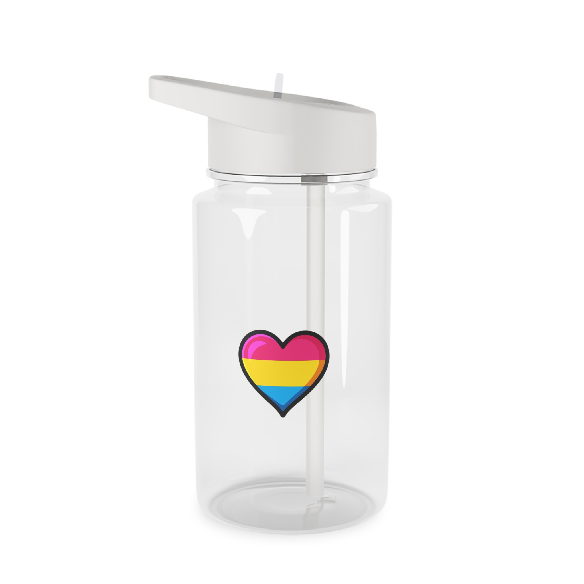 Pansexual Pride Flag Heart Shape Vector Illustration Tritan Water Bottle
