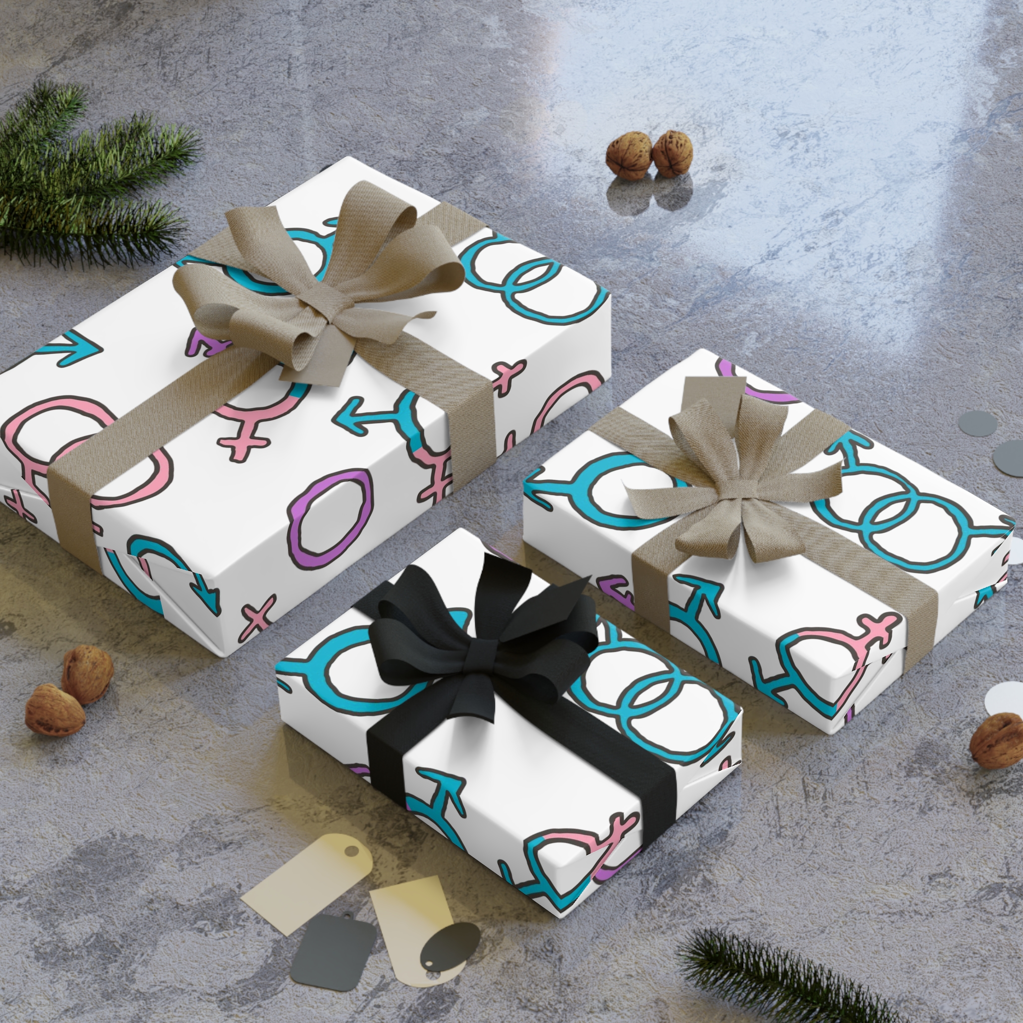 Seamless Pattern With Gender Signs Gift Wrapping Paper Rolls 1pc - Image 4