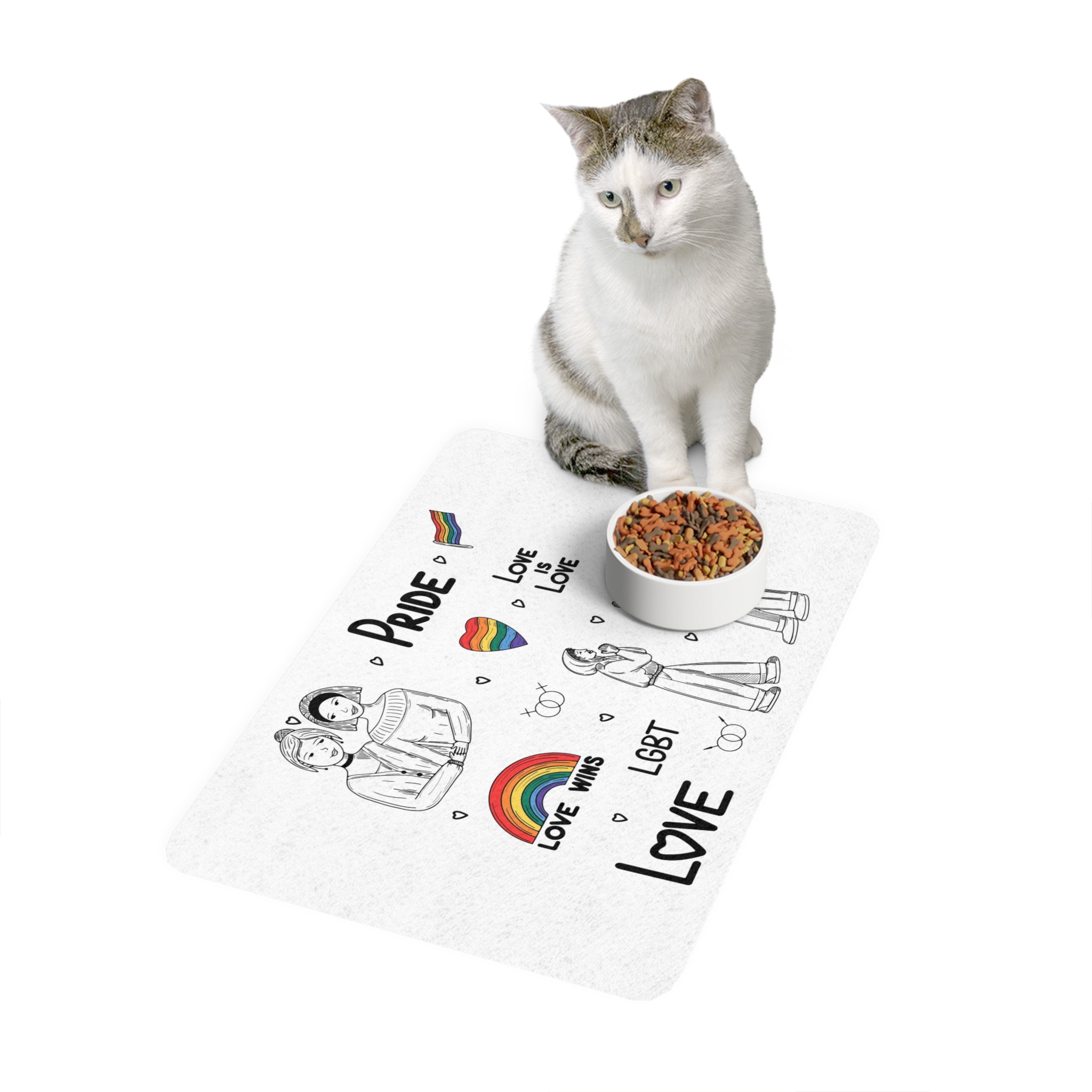 Engraving Hand Drawn Set Lgbt Elements Pride Collection Pet Food Mat 12x18 - Image 3