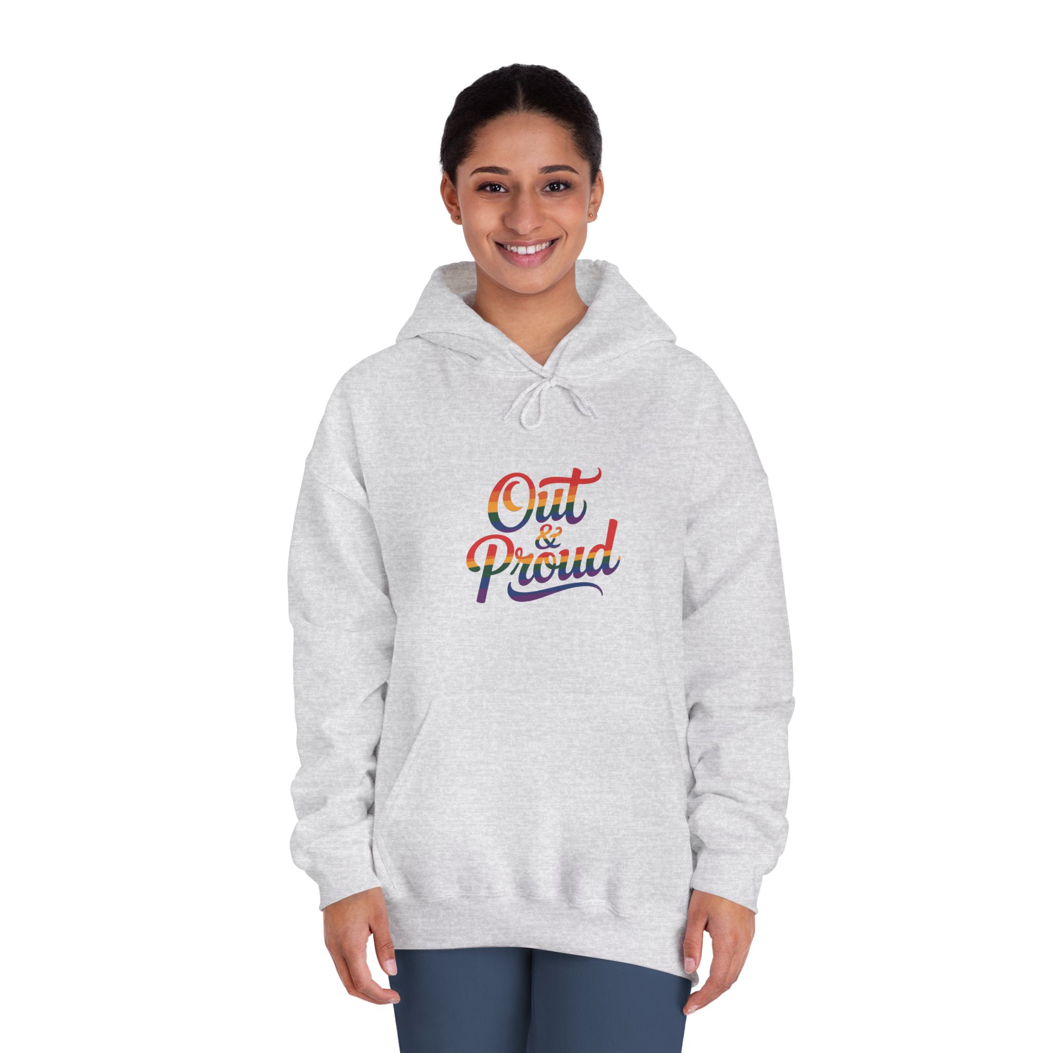 Out Proud T Shirt Design Isolated White Background Unisex Dryblend Hooded Sweatshirt - Image 8