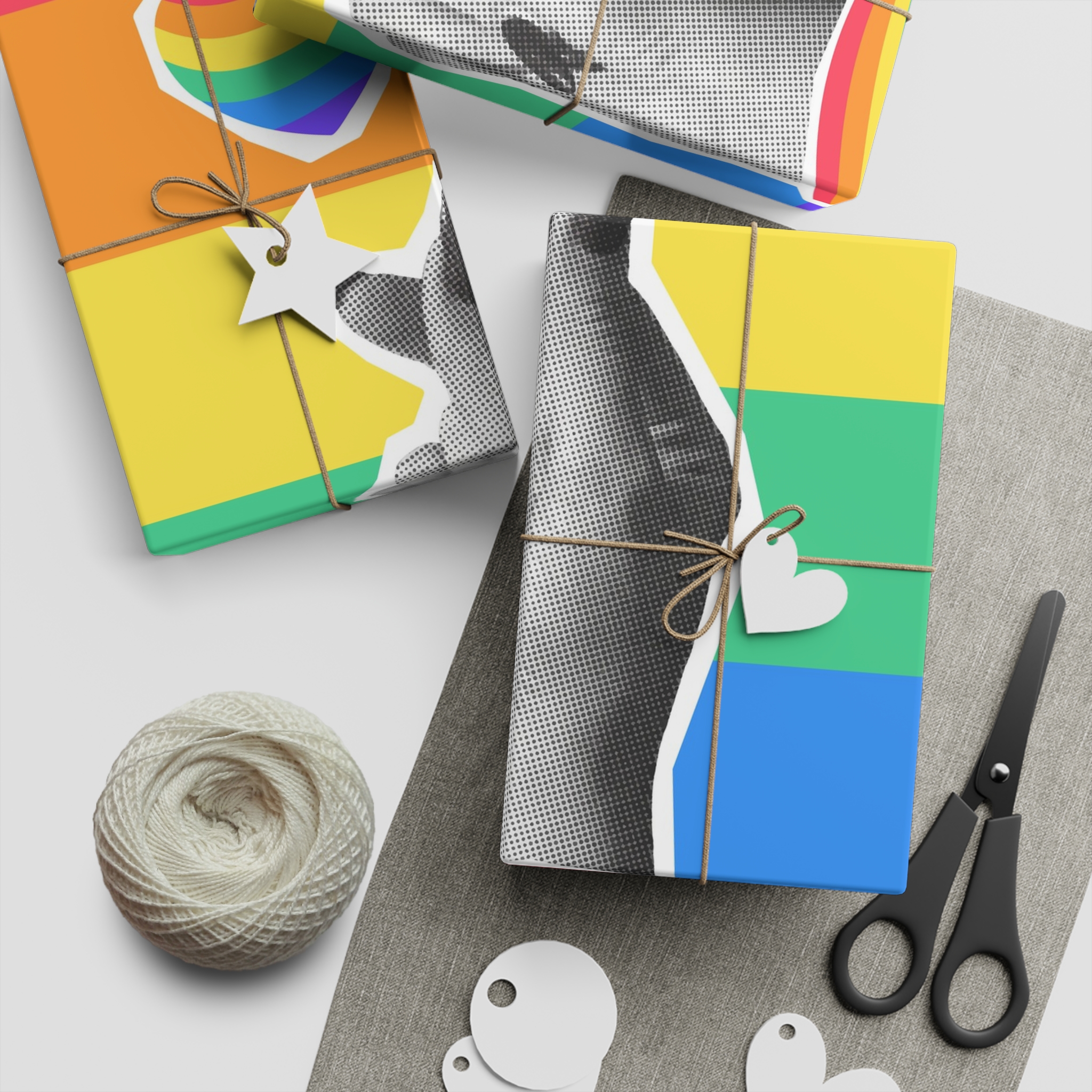 Lgbtq Trendy Retro Collage Halftone Hands Gift Wrapping Paper Sheets 1pc - Image 2
