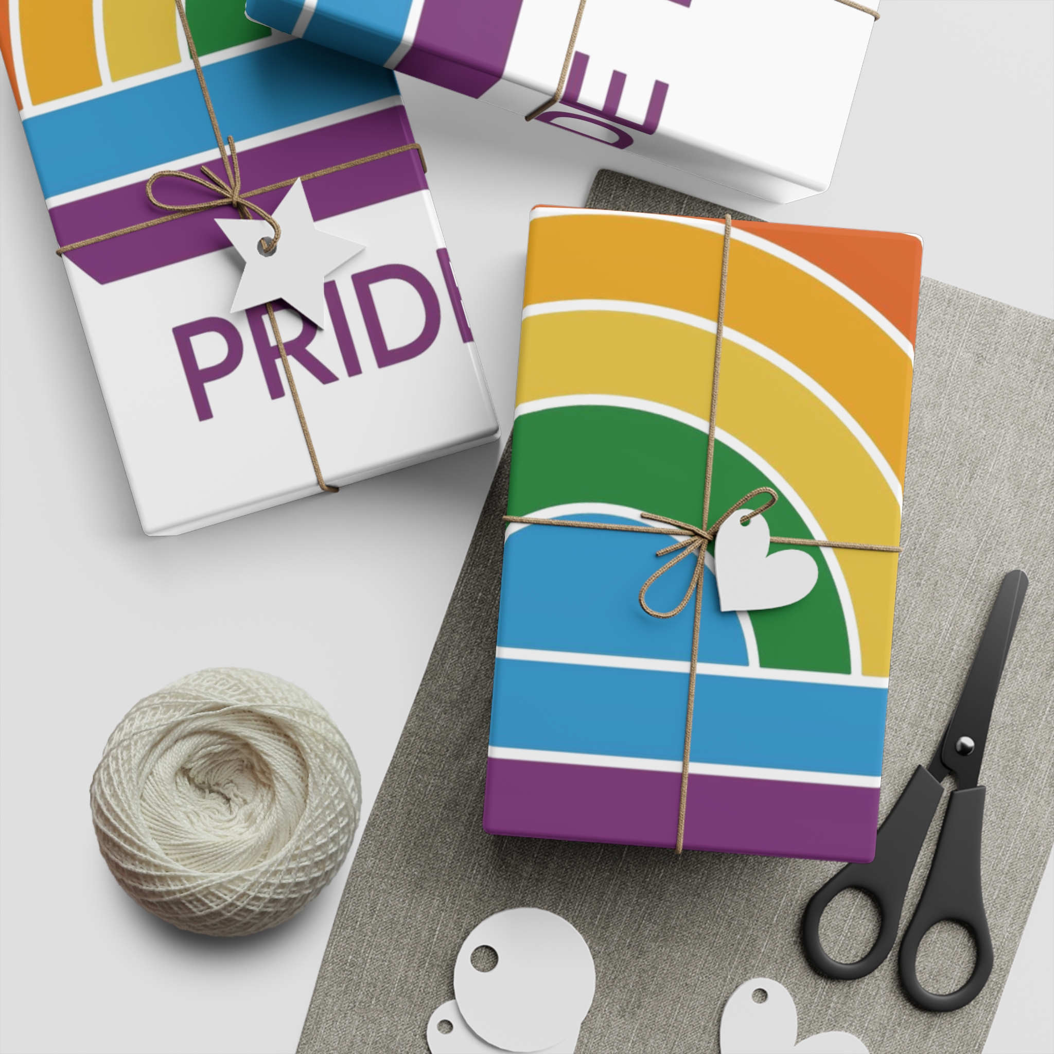 Rainbow Pride Day Celebration Logo With Multicolor Arches Text Lgbtq Support Equality Awareness Gift Wrapping Paper Sheets 1pc - Image 5
