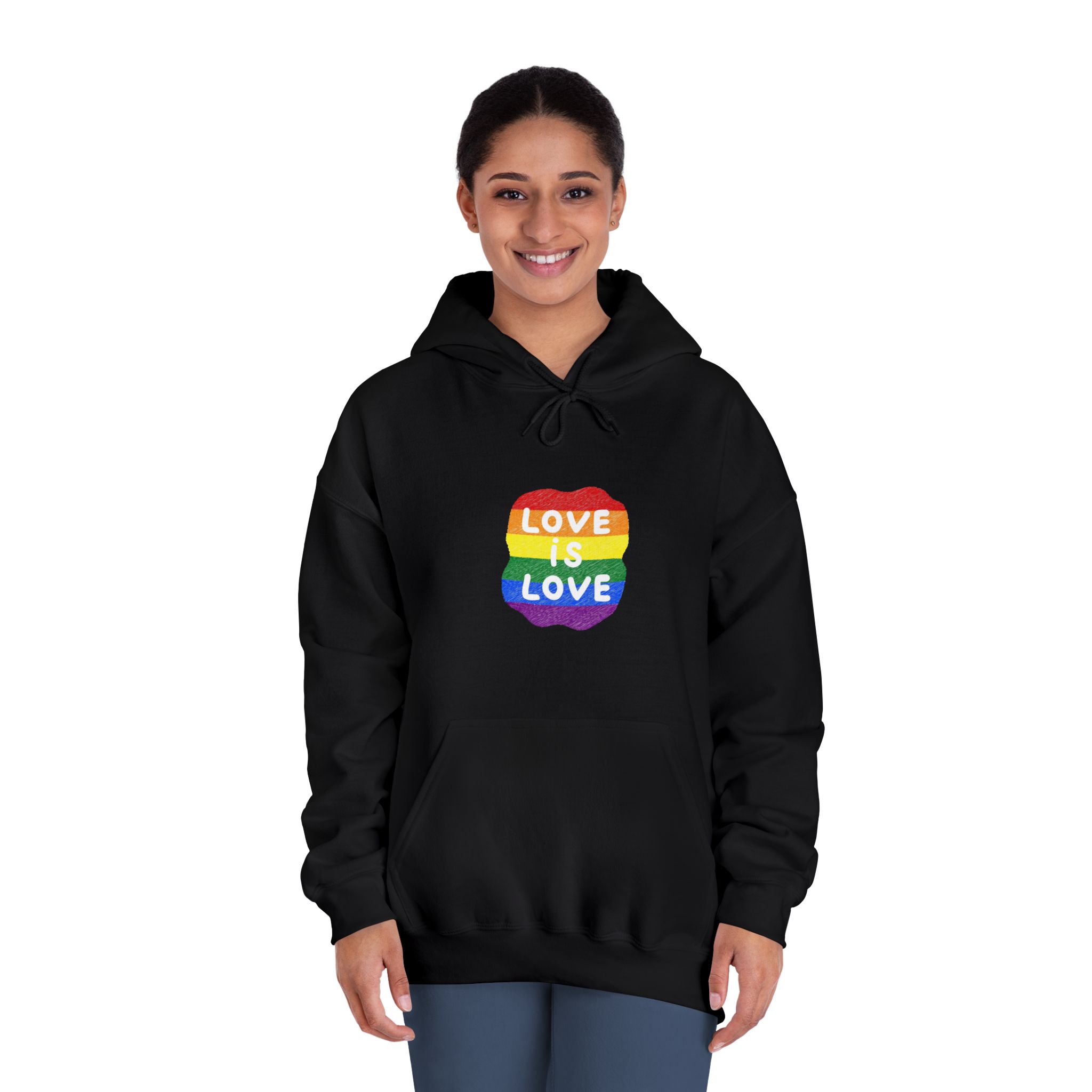 Love Is Love Lgbtq Pride Rainbow Poster Slogan Unisex Dryblend Hooded Sweatshirt - Image 12