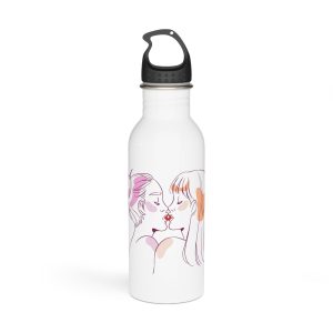 Hand Drawn Affectionate Lesbian Kiss (2) Stainless Steel Water Bottle