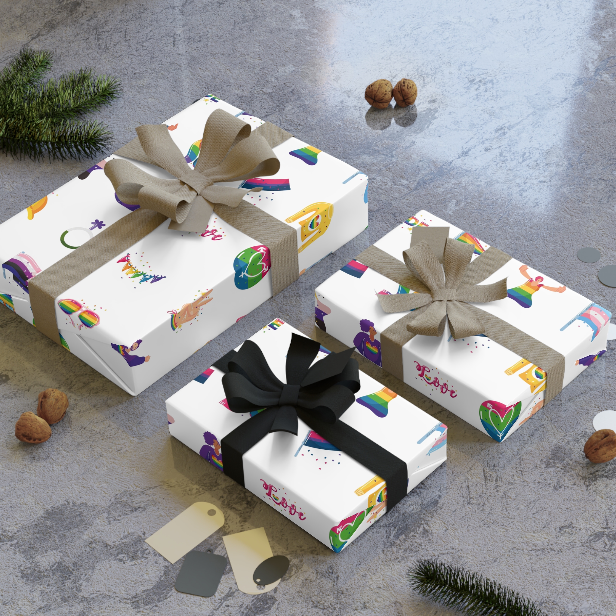 Set Icons With Lgbtq Community Symbols Gift Wrapping Paper Rolls 1pc - Image 4