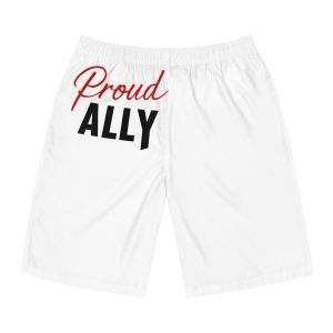 Proud Ally T Shirt Design Isolated White Background Mens Board Shorts Aop