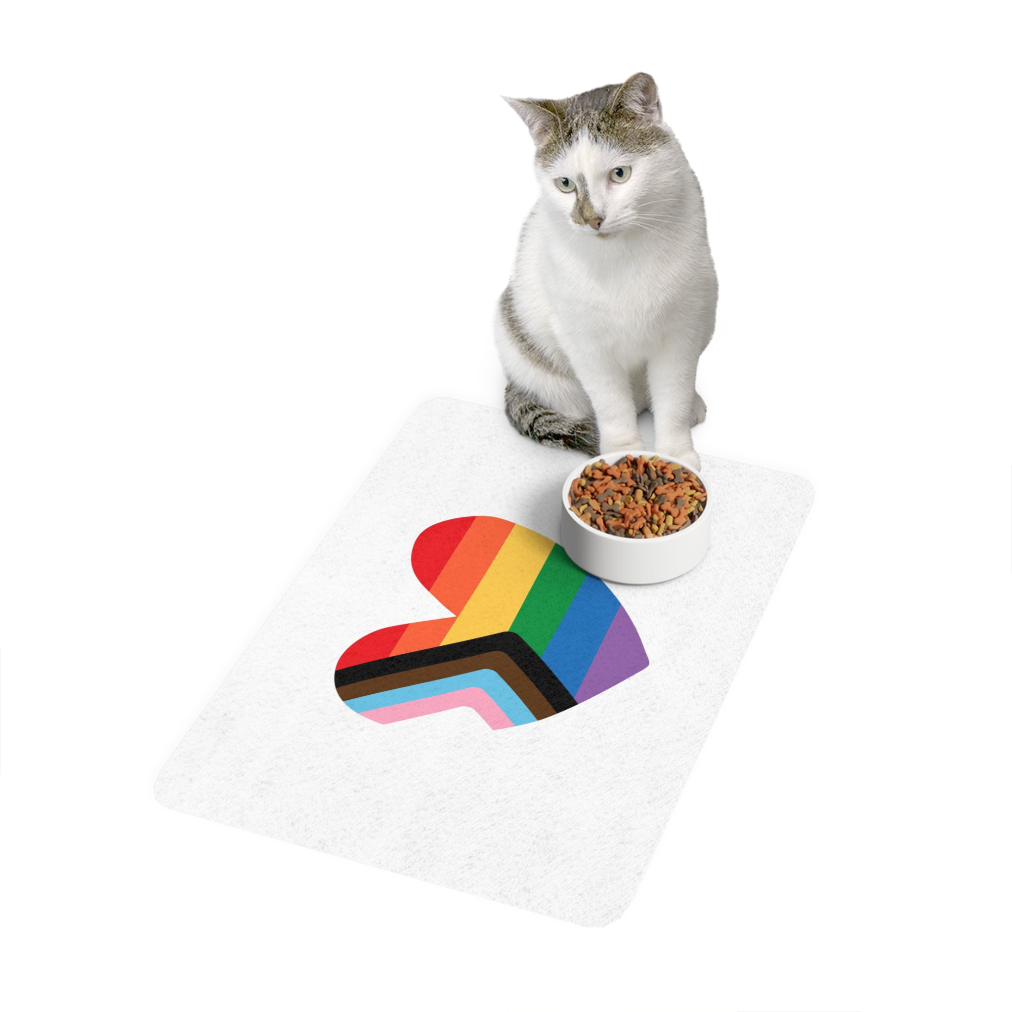 Vector Lgbt Lgbtqia New Flag Rainbow Heart Pet Food Mat 12x18 - Image 3
