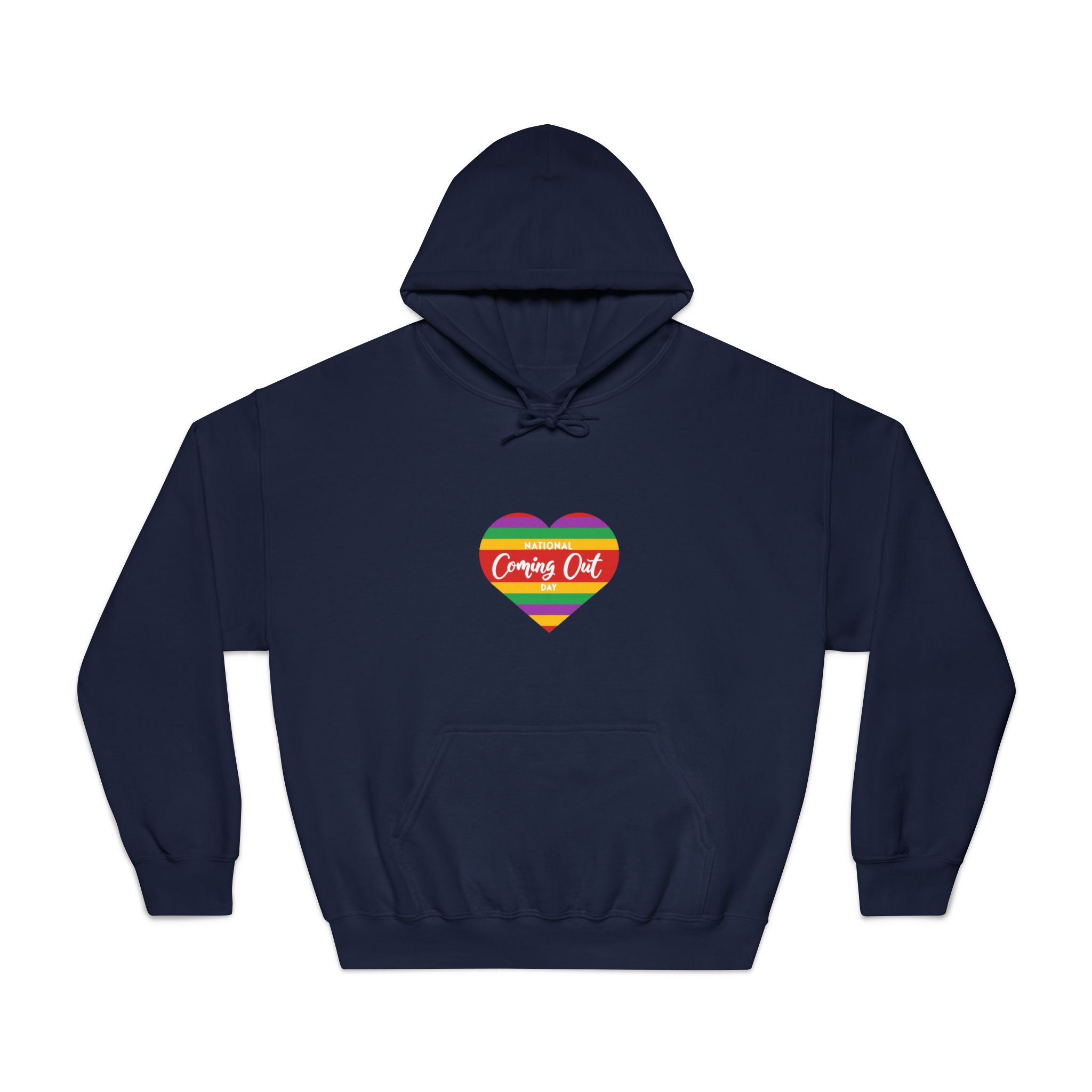 National Coming Out Day Rainbow Heart With Text Pride Lgbtq Unisex Dryblend Hooded Sweatshirt - Image 29