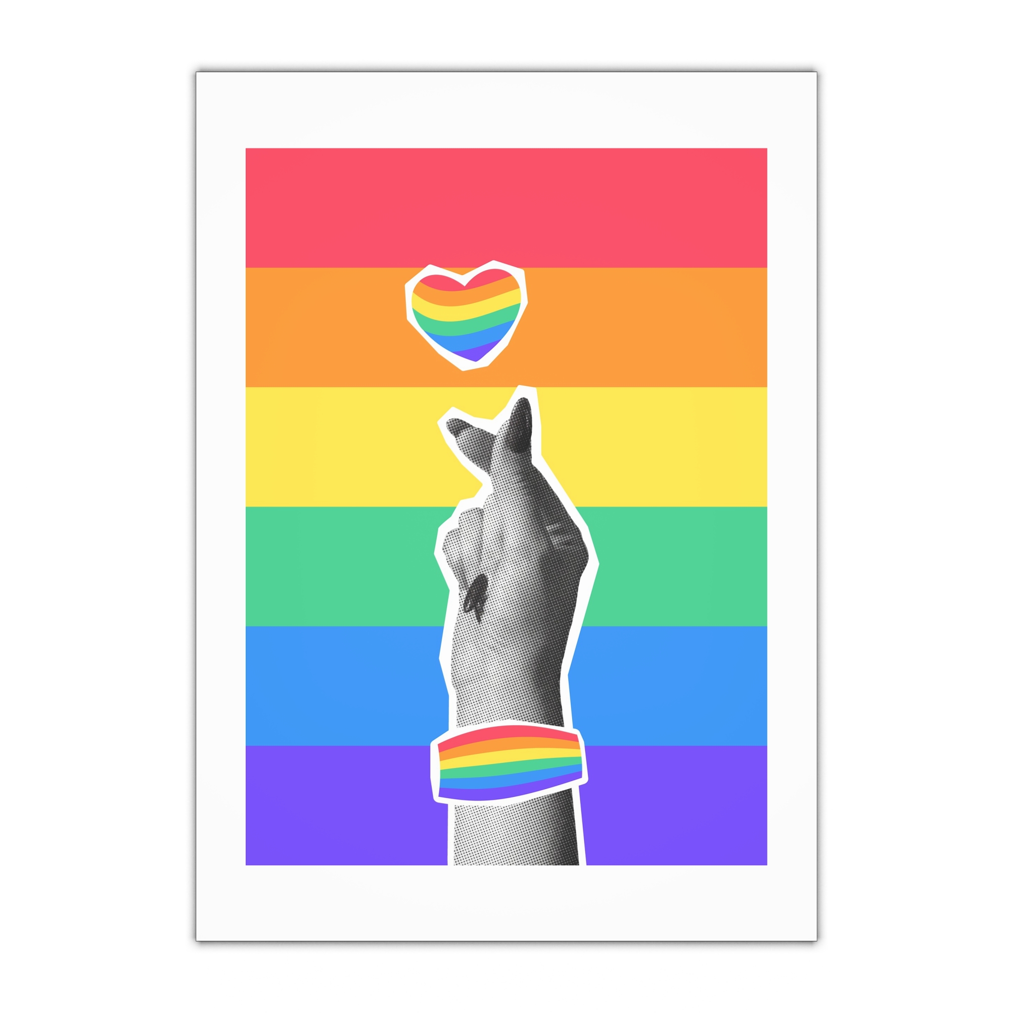 Lgbtq Trendy Retro Collage Halftone Hands Gift Wrapping Paper Sheets 1pc