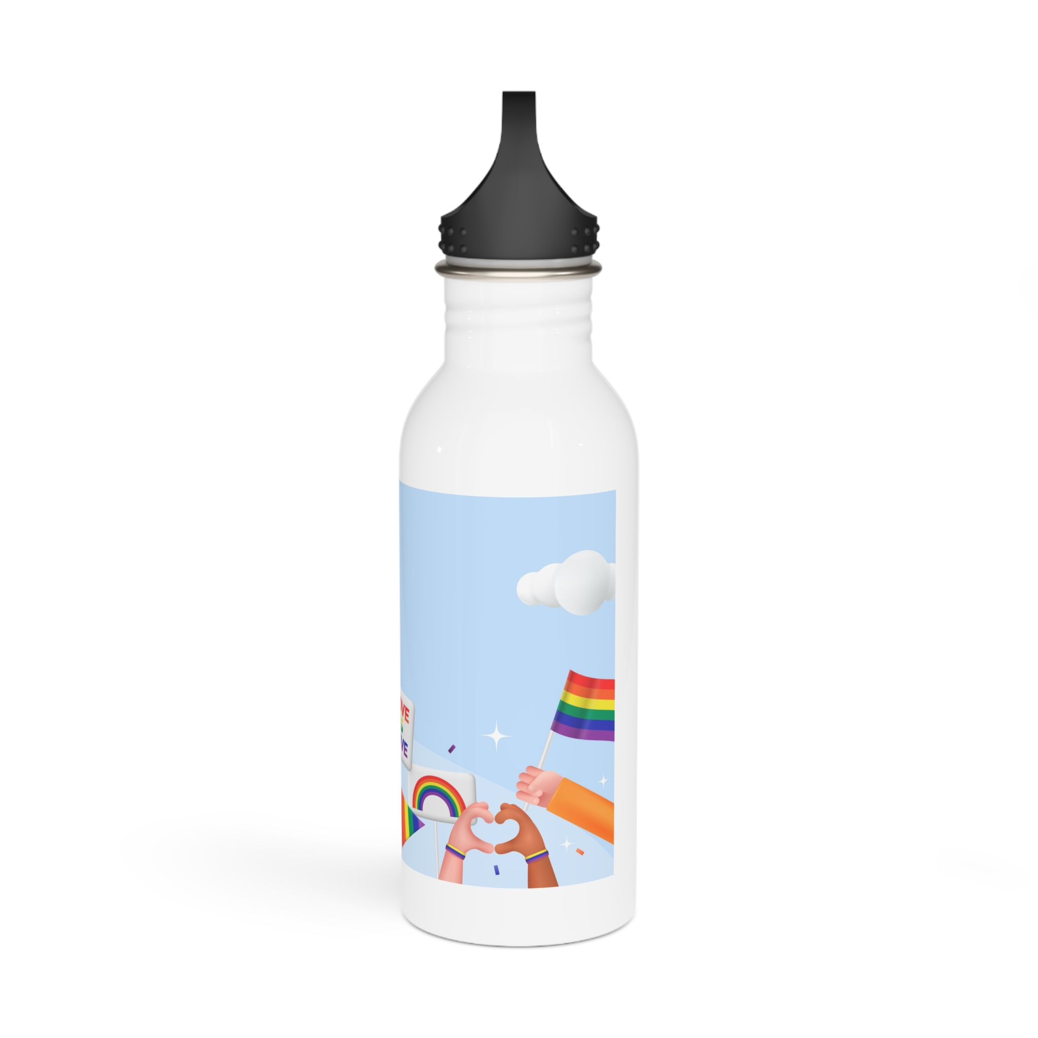 Realistic Background Pride Month Celebration Stainless Steel Water Bottle - Image 4