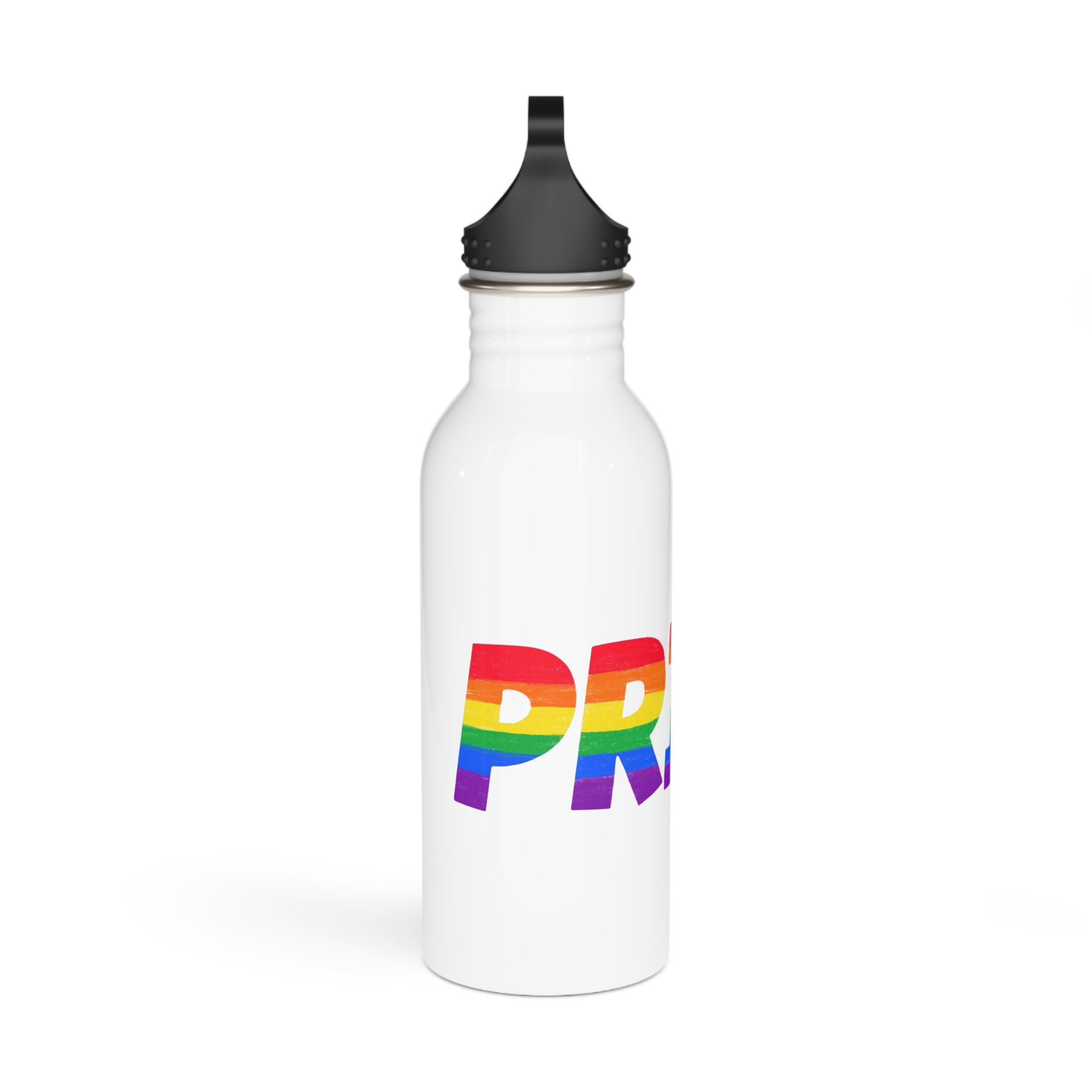 Word Pride Rainbow Lgbtq Gay Flag Colors Lettering Lgbt Month Pencil Crayon Textured Isolated Stainless Steel Water Bottle - Image 2