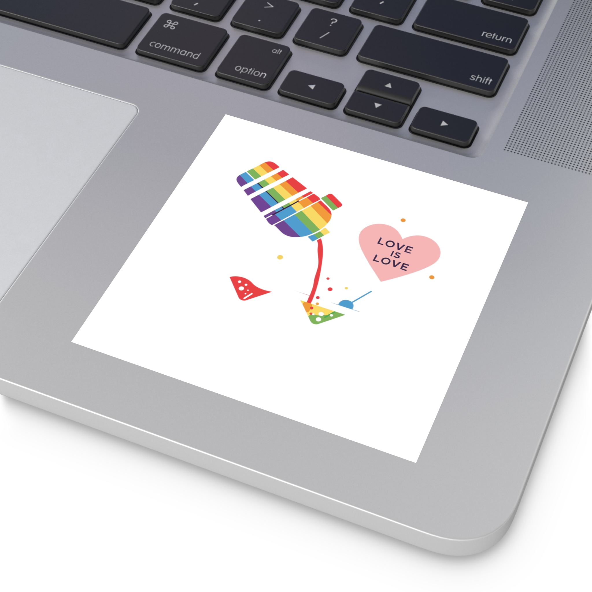 Rainbow Cocktail Shaker Pouring Drink With Heart Love Is Love Illustration Vector Laminate Stickers Square - Image 19