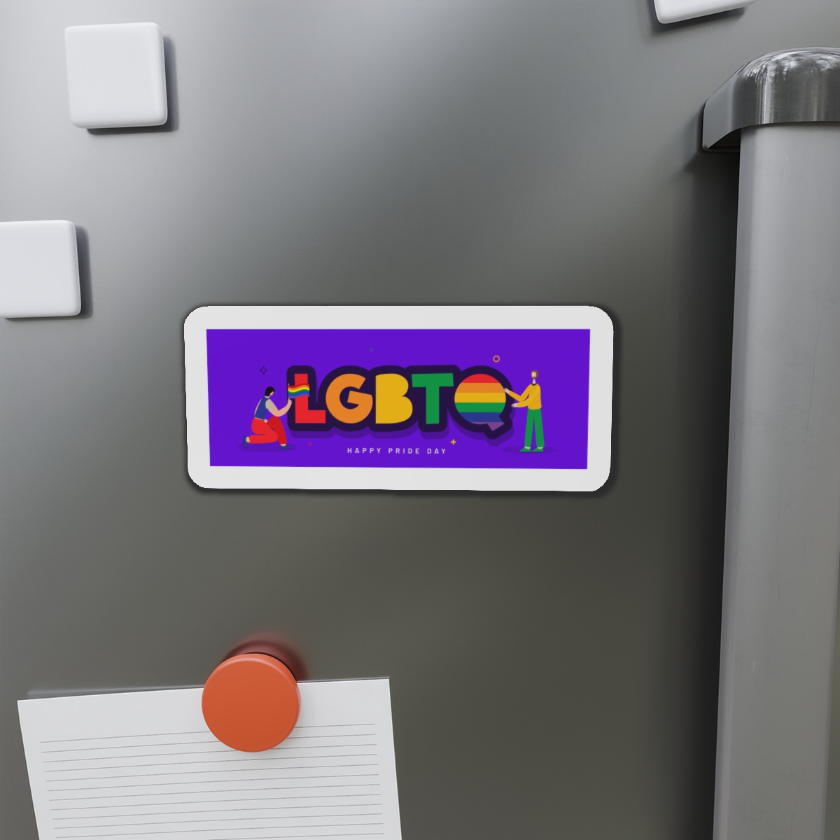 Lgbtq Community Banner Design With Illustration Gay Couple Die Cut Magnets - Image 14