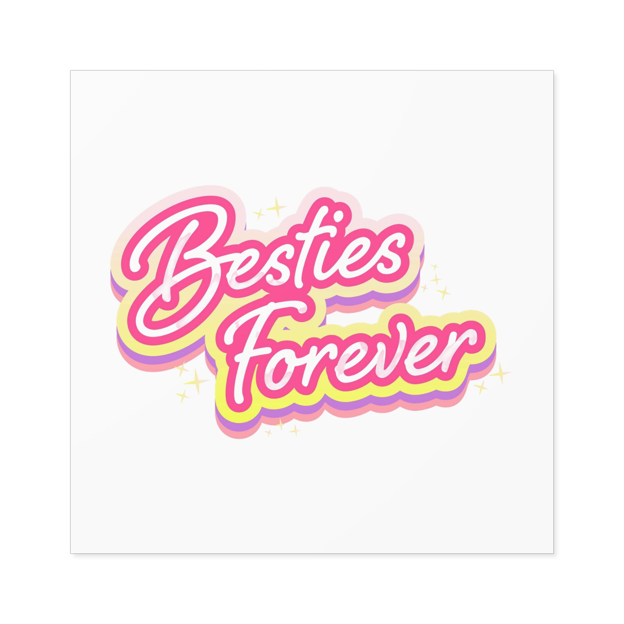 Pink Besties Forever Lettering Logo Laminate Stickers Square - Image 33