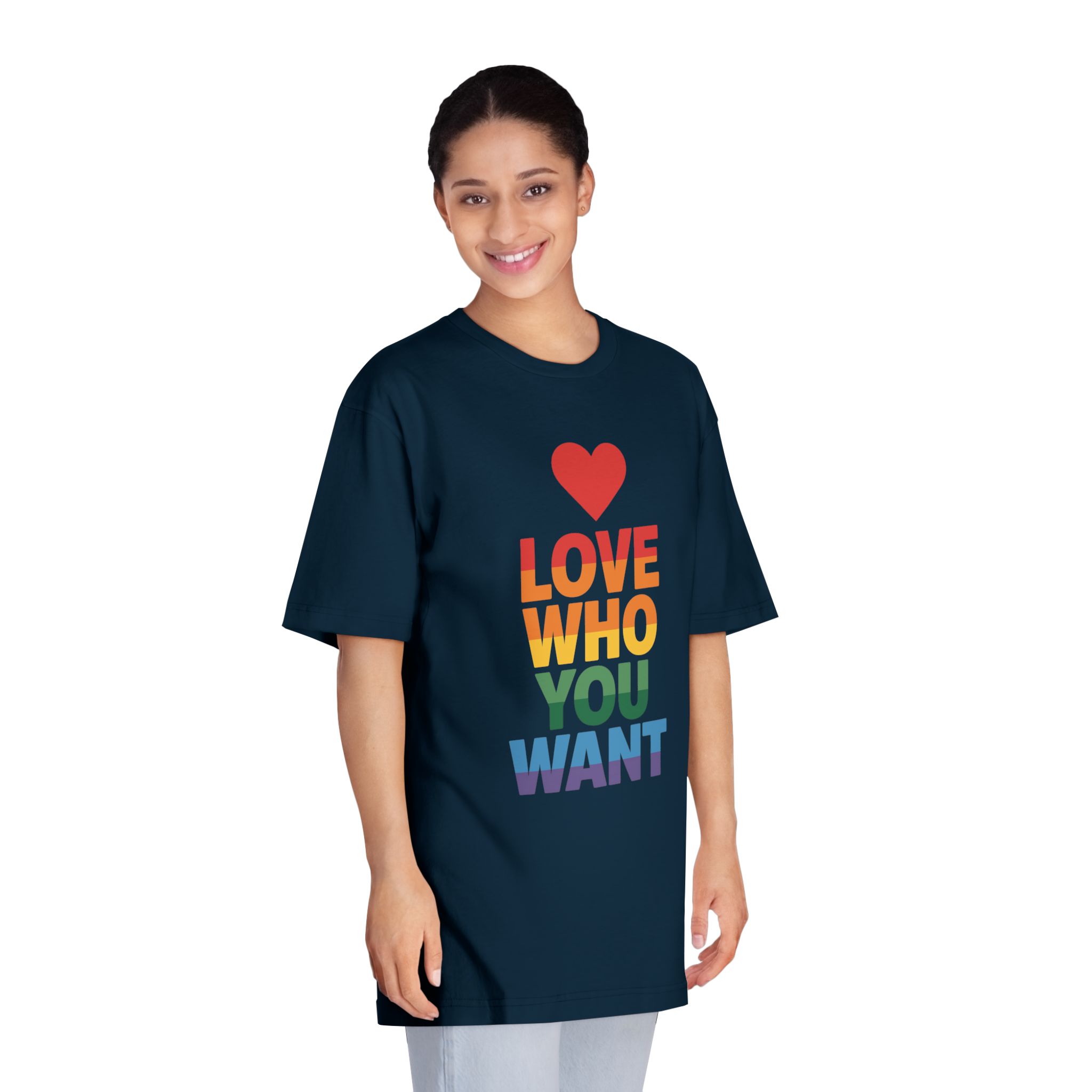 Rainbowcolored Text With Heart Symbol Saying Love Who You Want - Unisex Classic Crewneck T Shirt - Image 19