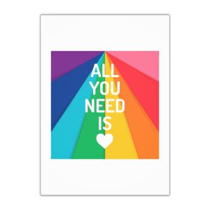 Rainbow Colored Background With All You Need Is Love Concept Pride Month Gift Wrapping Paper Sheets 1pc