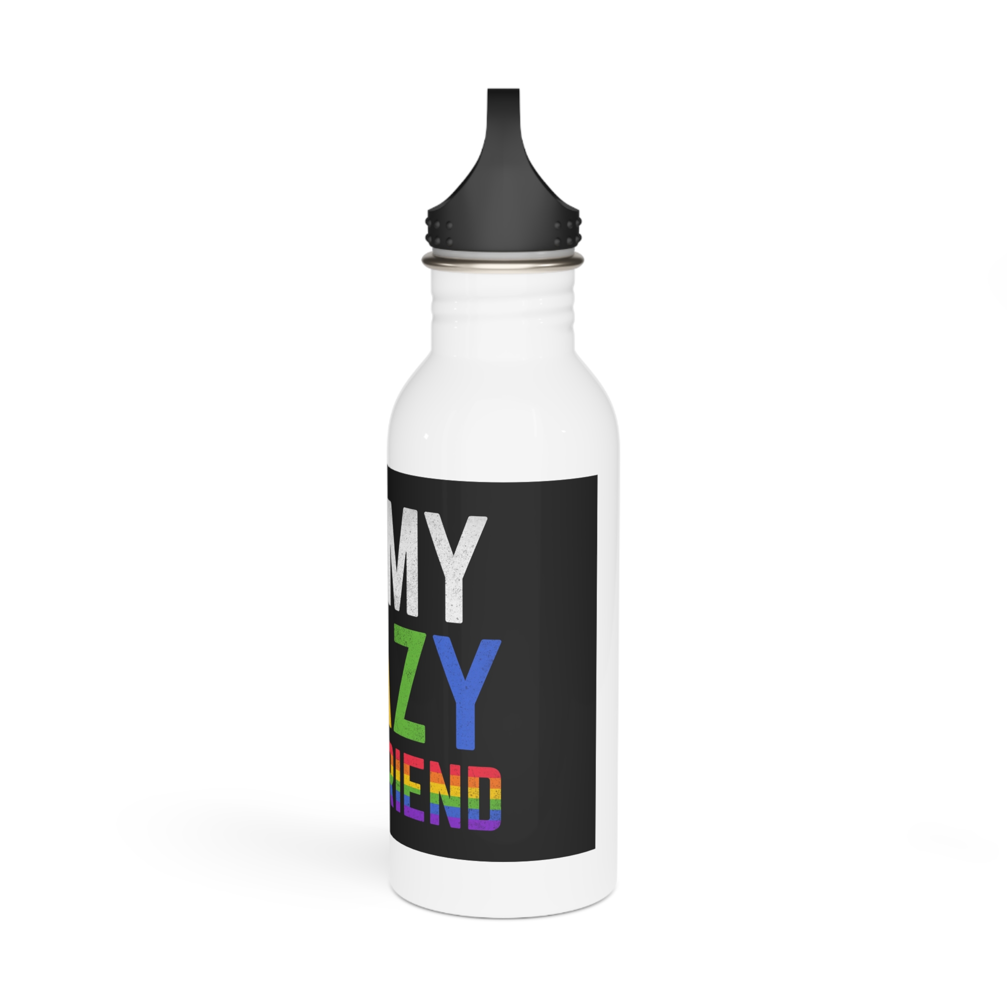 Pride Gay Rainbow Typography Vector Premium T Shirt(5) Stainless Steel Water Bottle - Image 4
