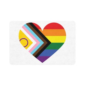 Heart With Rainbow Colored Heart Pet Food Mat 12x18