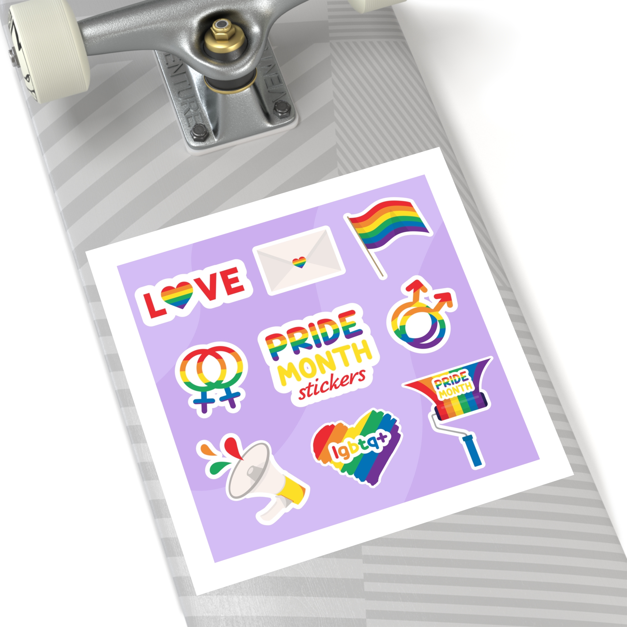Pride Month Stickers Lgbtq Rainbow Flag Cute Flat Illustrations Laminate Stickers Square - Image 60