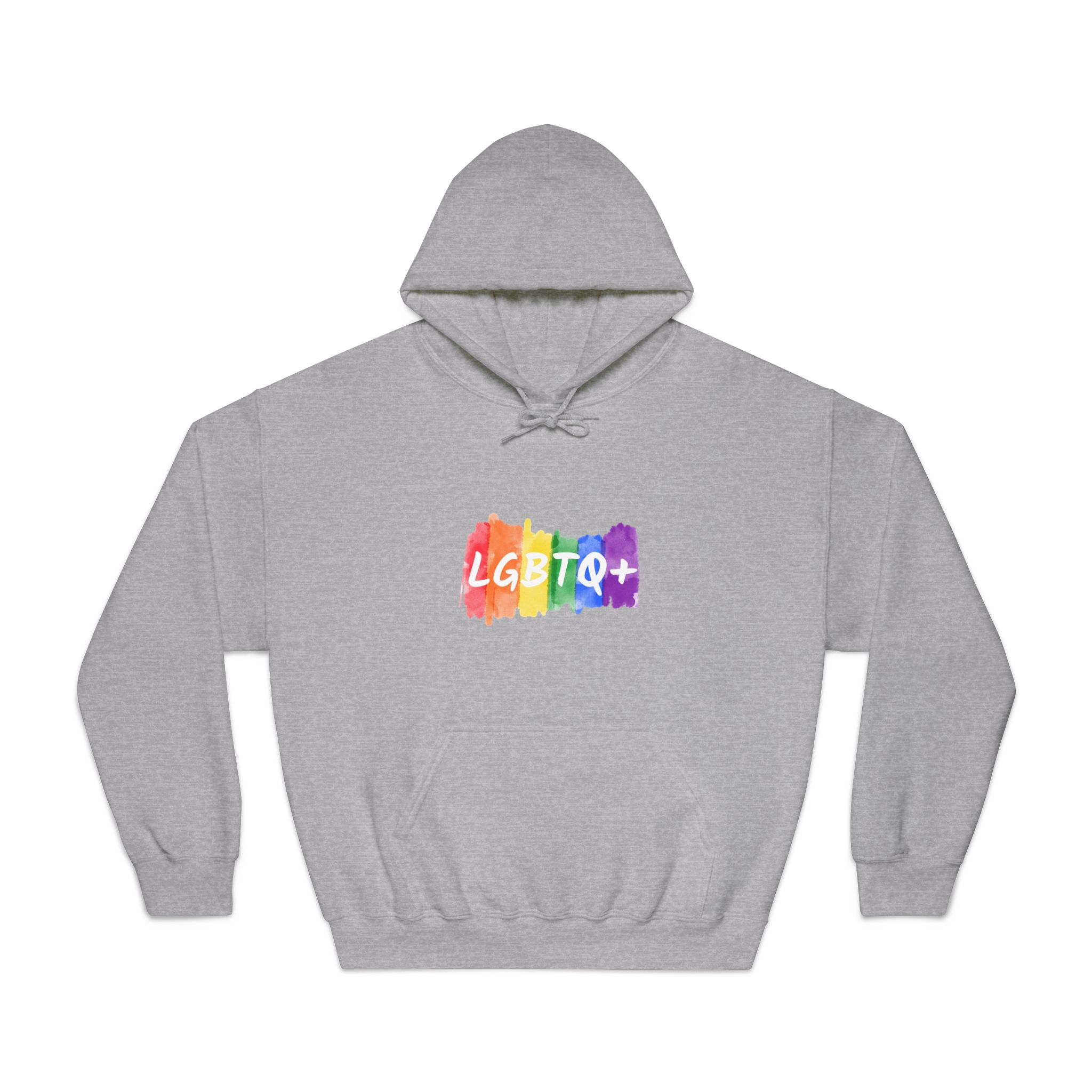 Lgbtq Logo Lettering Text Vector Rainbow Watercolor Paint Textured Colorful Stripes Unisex Dryblend Hooded Sweatshirt - Image 13