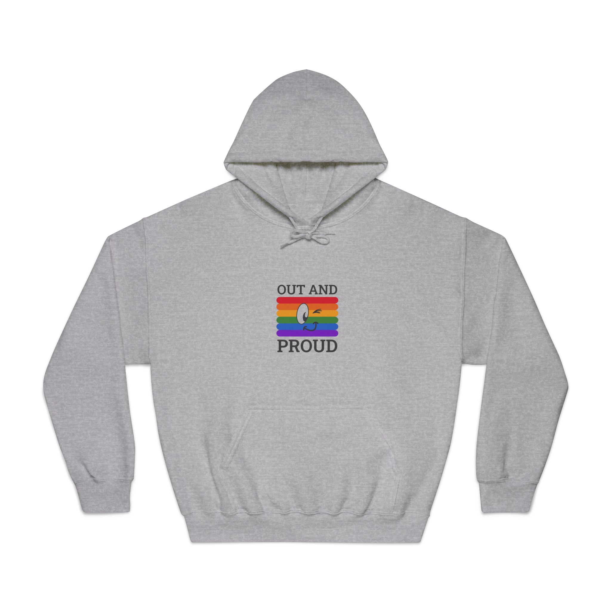 Out Proud Lgbtq Pride Month Quote Book Lover Rainbow Flag Hand Drawn Art White Background Unisex Dryblend Hooded Sweatshirt - Image 13