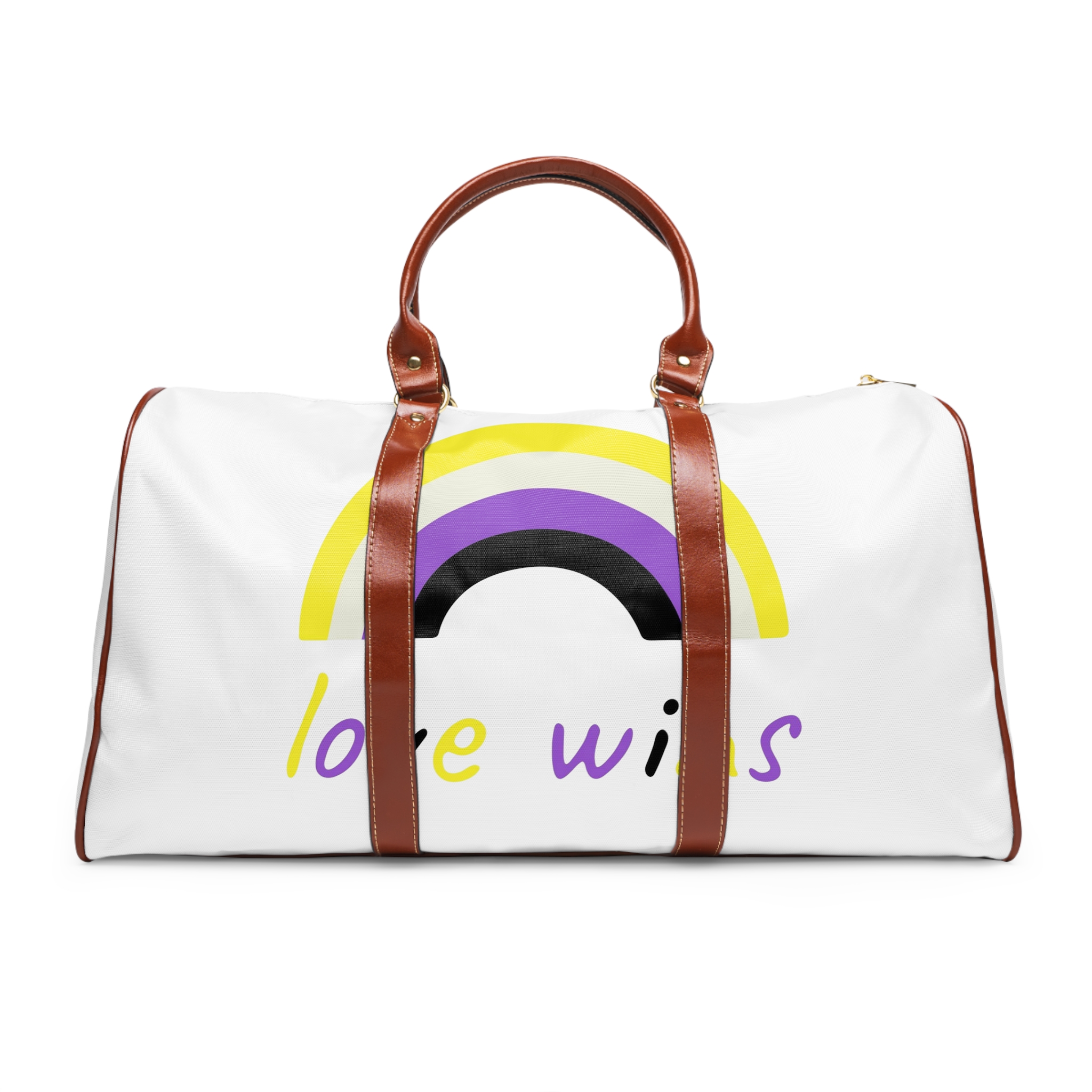 Colorful Rainbow Shape Nonbinary Pride Flag Happy Pride Day Lgbtqia Community Pride Month Vector Hand Drawn Doodle Posters Stickers Logo Cards Waterproof Travel Bag