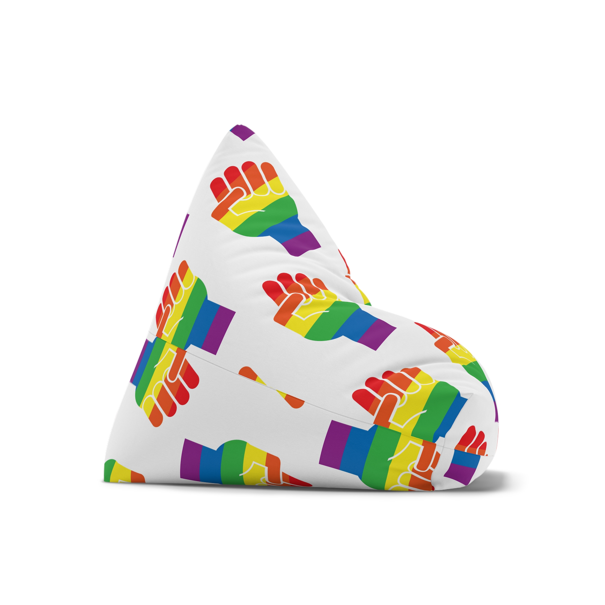 Vector Lgbt Rainbow Flag Fist Isolated White Background Bean Bag Chair Cover - Image 7