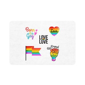 Pride Day Badges With Flag Collection Pet Food Mat 12x18