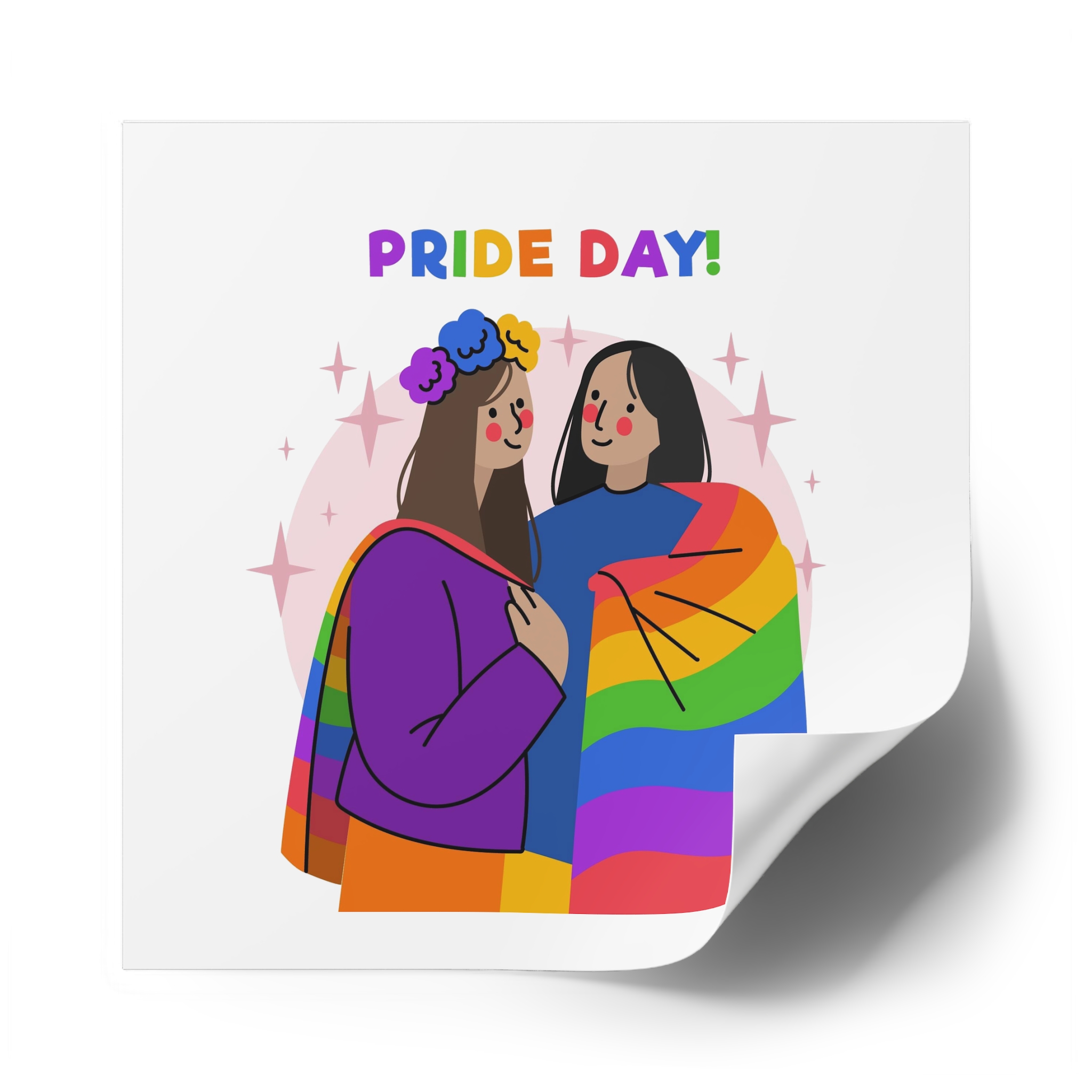 Hand Drawn Pride Day Illustration Laminate Stickers Square - Image 58
