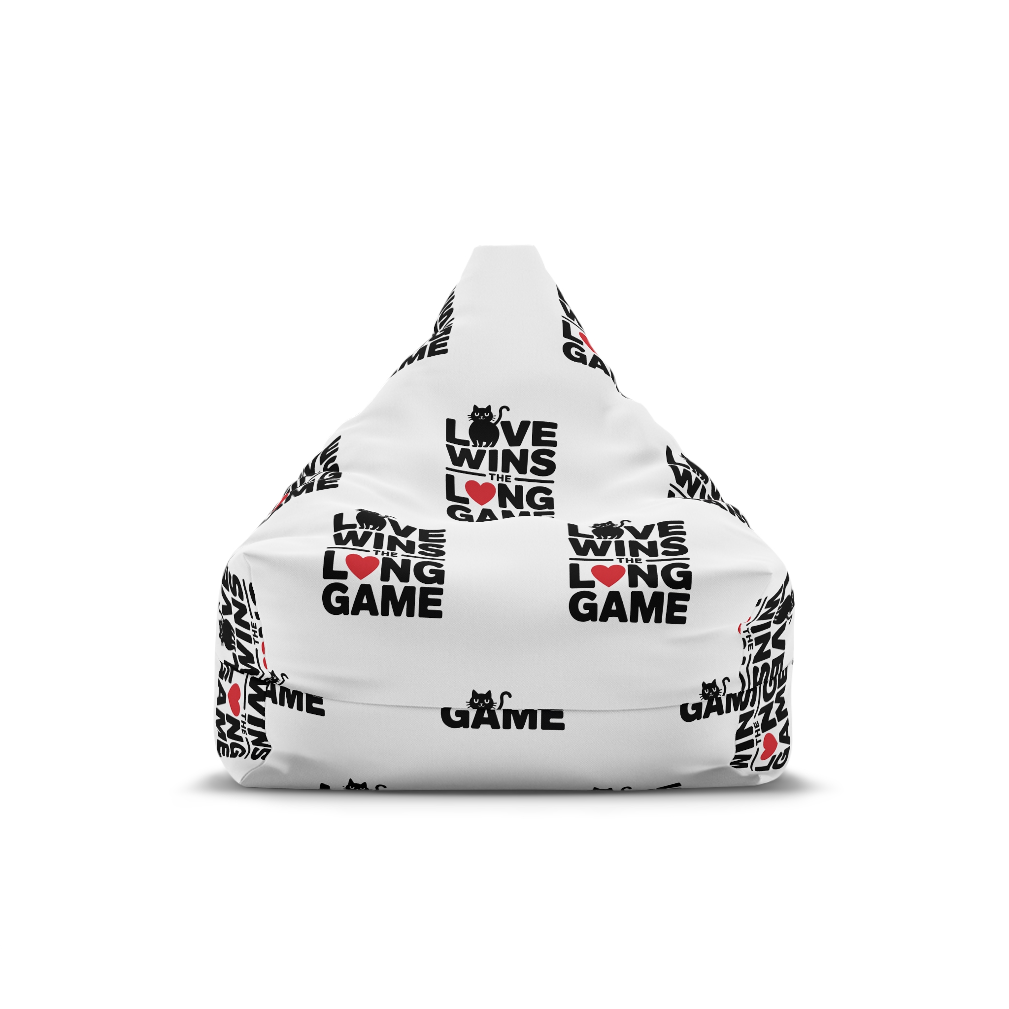 Love Wins Long Game With Black Cat Heart Illustration Bean Bag Chair Cover