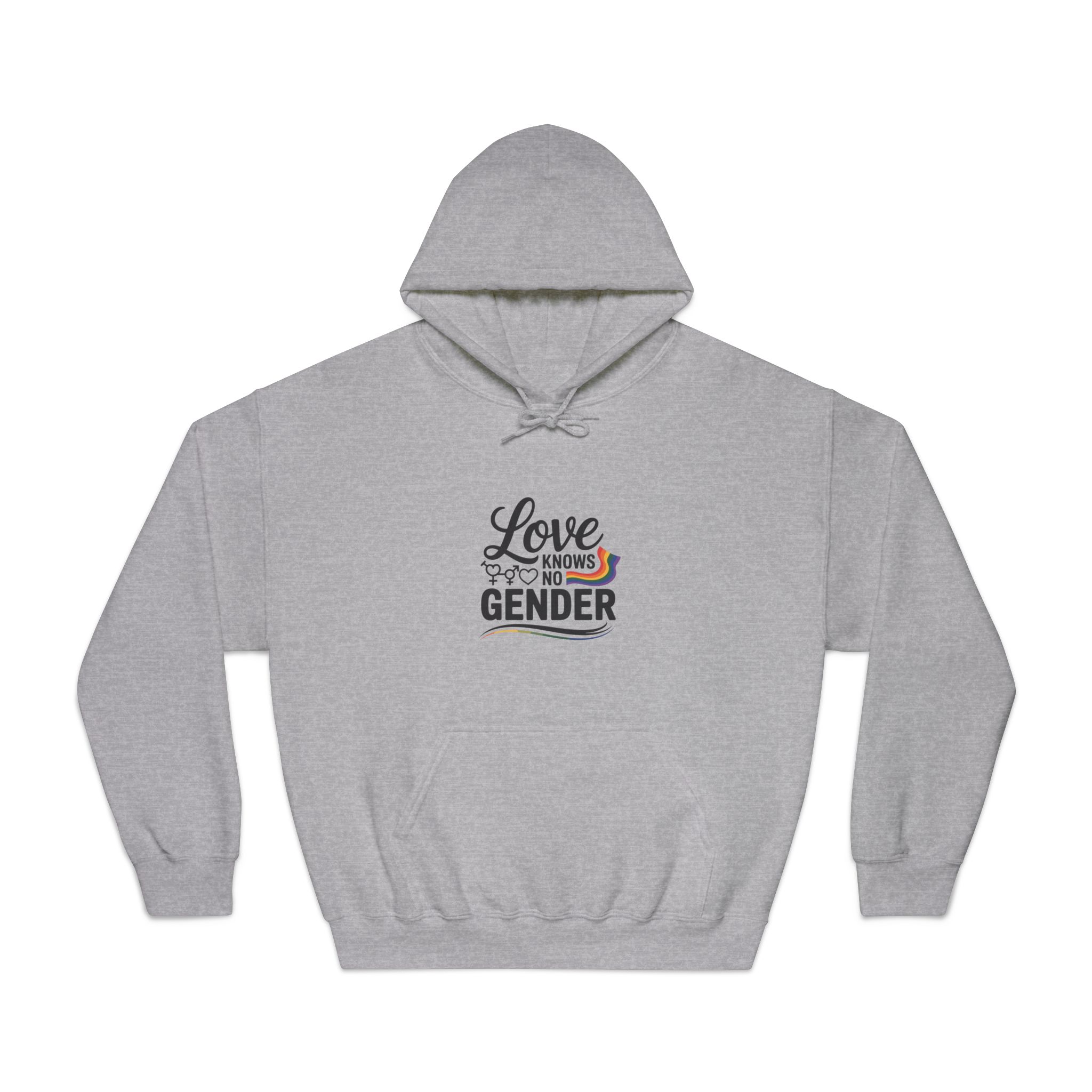 Love Knows No Gender T Shirt Design Isolated White Background Unisex Dryblend Hooded Sweatshirt - Image 13