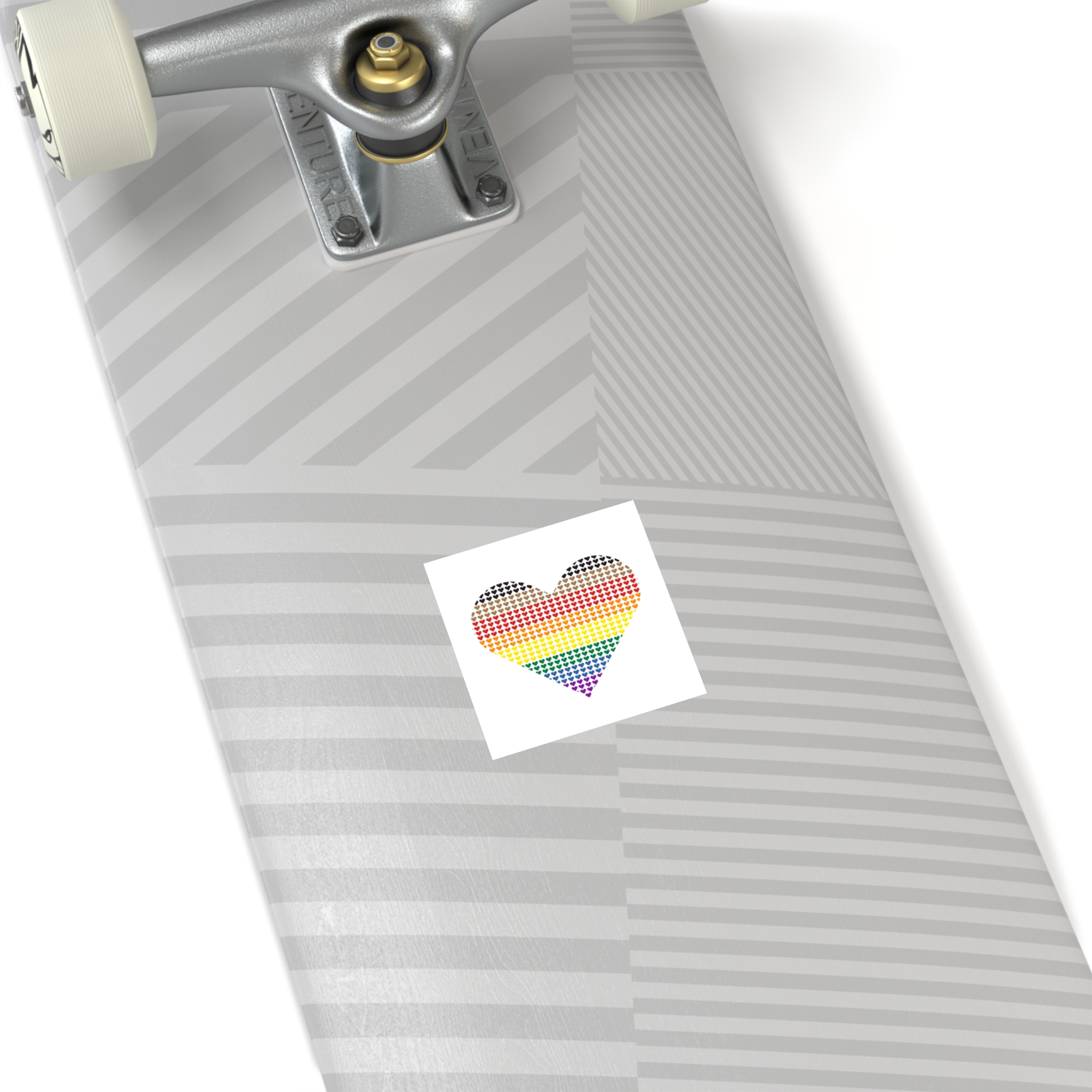 Pride Flag Heart Shape Icon With Heart Pattern Inside Heart Symbol With Black Brown Stripes Laminate Stickers Square - Image 4
