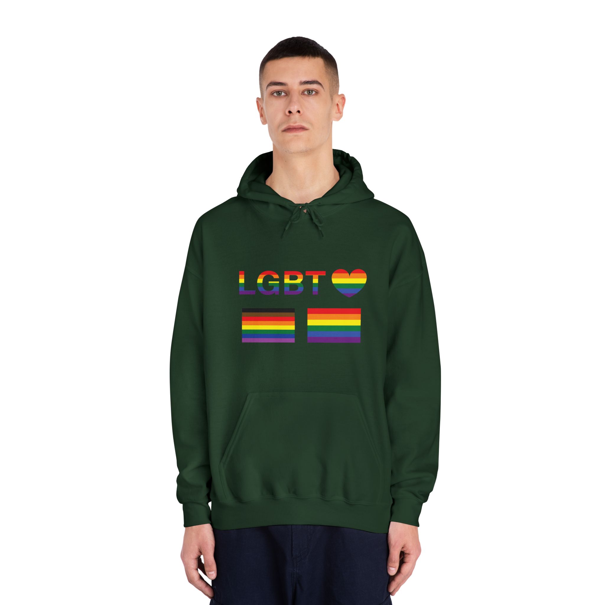 Lgbt Word Text Letter With Heart Rainbow Color Flag Isolated White Background Vector Illustrati Unisex Dryblend Hooded Sweatshirt - Image 23