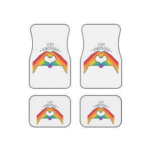 Stop Homophobia 17 May Lgbt Pride Heart Hand Rainbow Color Poster Sticker Symbol Vector Car Mats Set Of 4