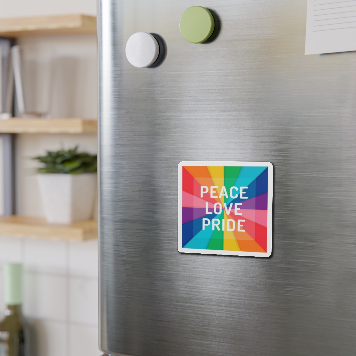 Rainbow Colored Background With Peace Love Pride Concept Pride Month Die Cut Magnets - Image 6