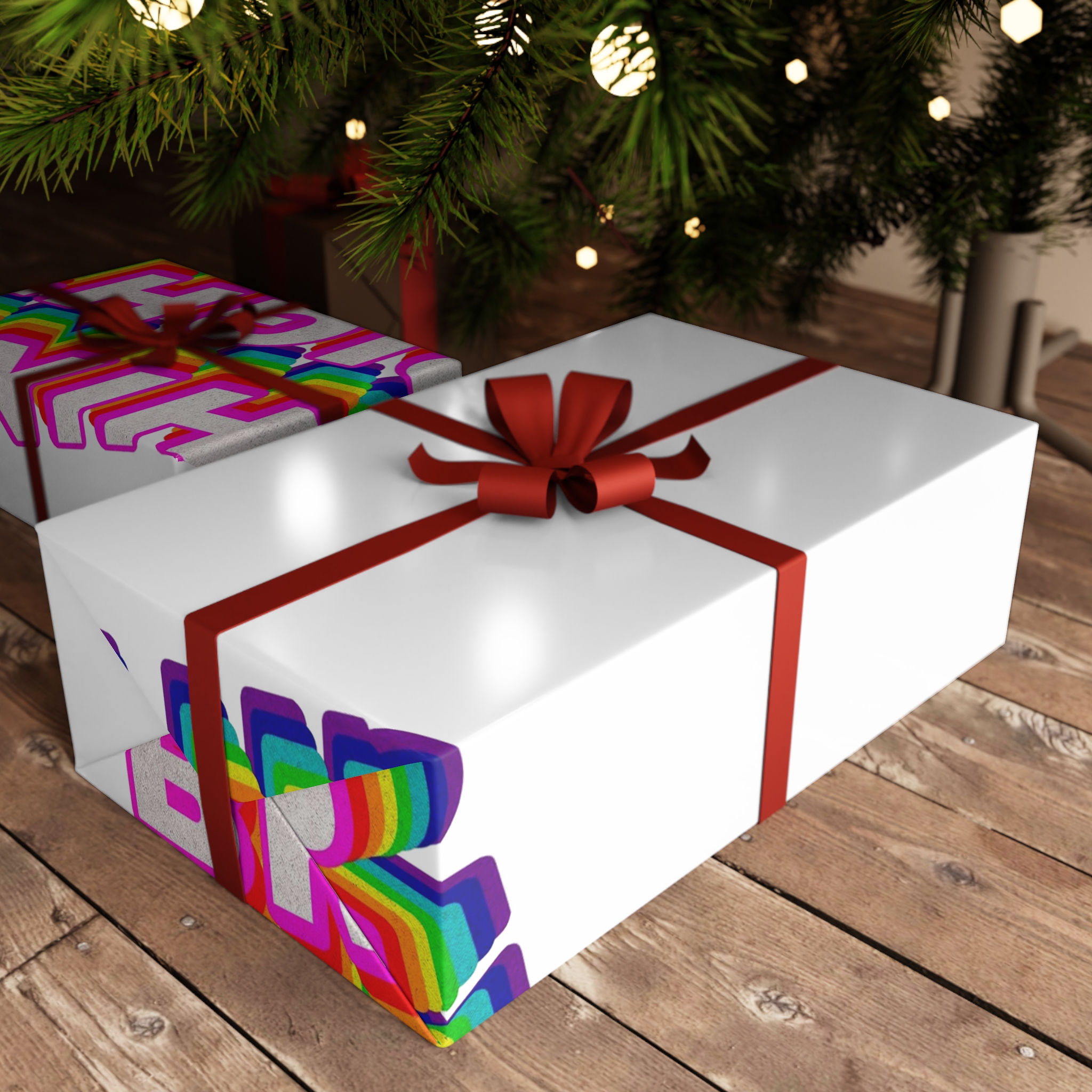 Rainbow Word Shine Bright Typography Design Element Gift Wrapping Paper Sheets 1pc - Image 3