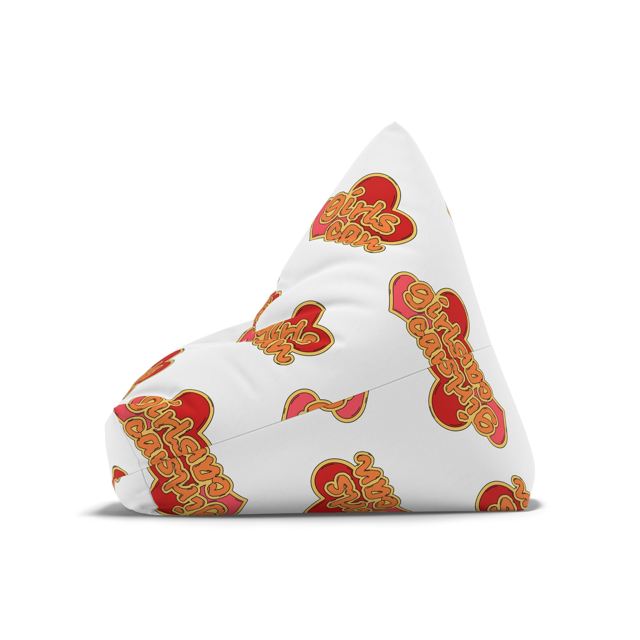 Girls Can Heart Sticker Vector Bean Bag Chair Cover - Image 8