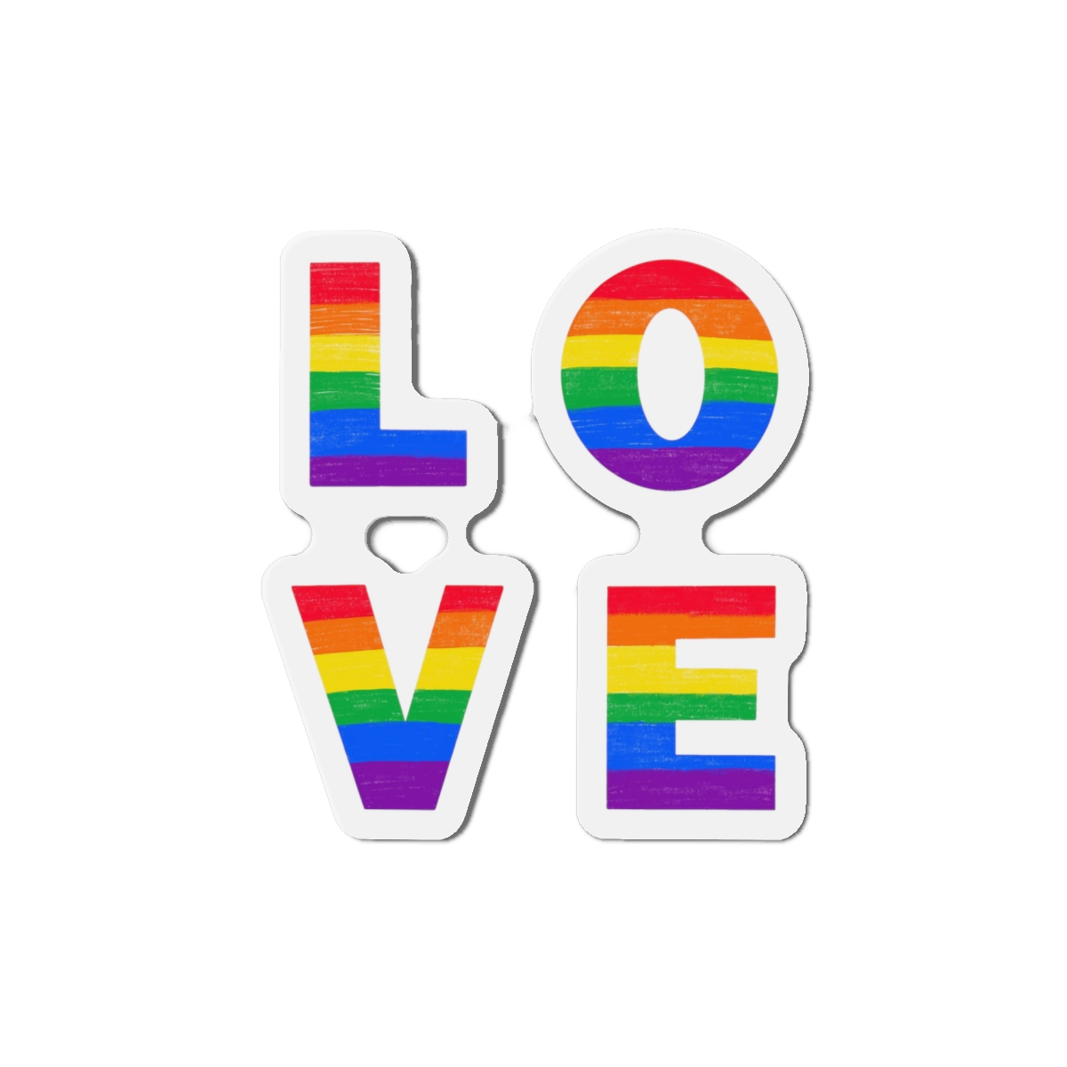 Letters Love Colored Rainbow Lgbtq Gay Pride Flag Colors Vector Lettering Lgbt History Month Pencil Crayon Textured Isolated Love Is Love Concept Die Cut Magnets - Image 13