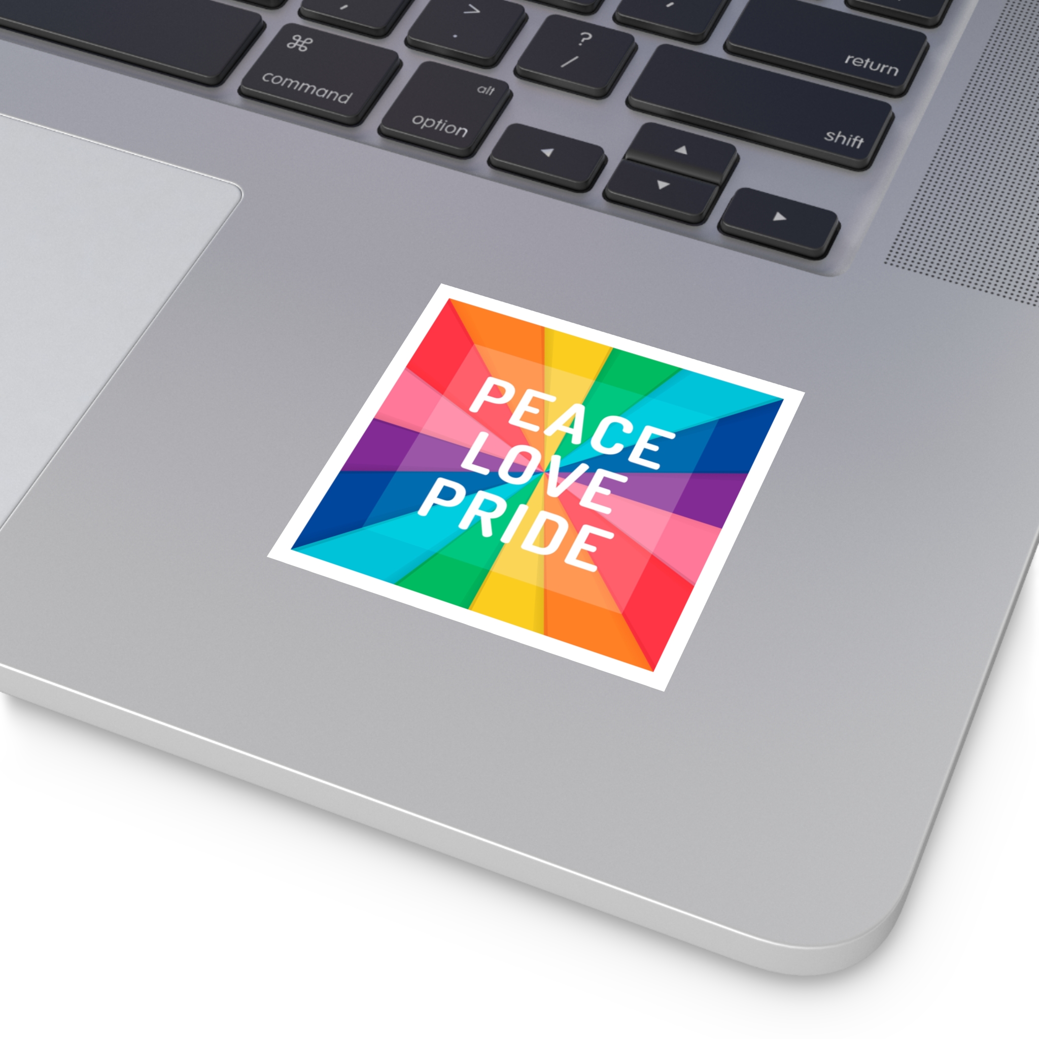Rainbow Colored Background With Peace Love Pride Concept Pride Month Laminate Stickers Square - Image 3