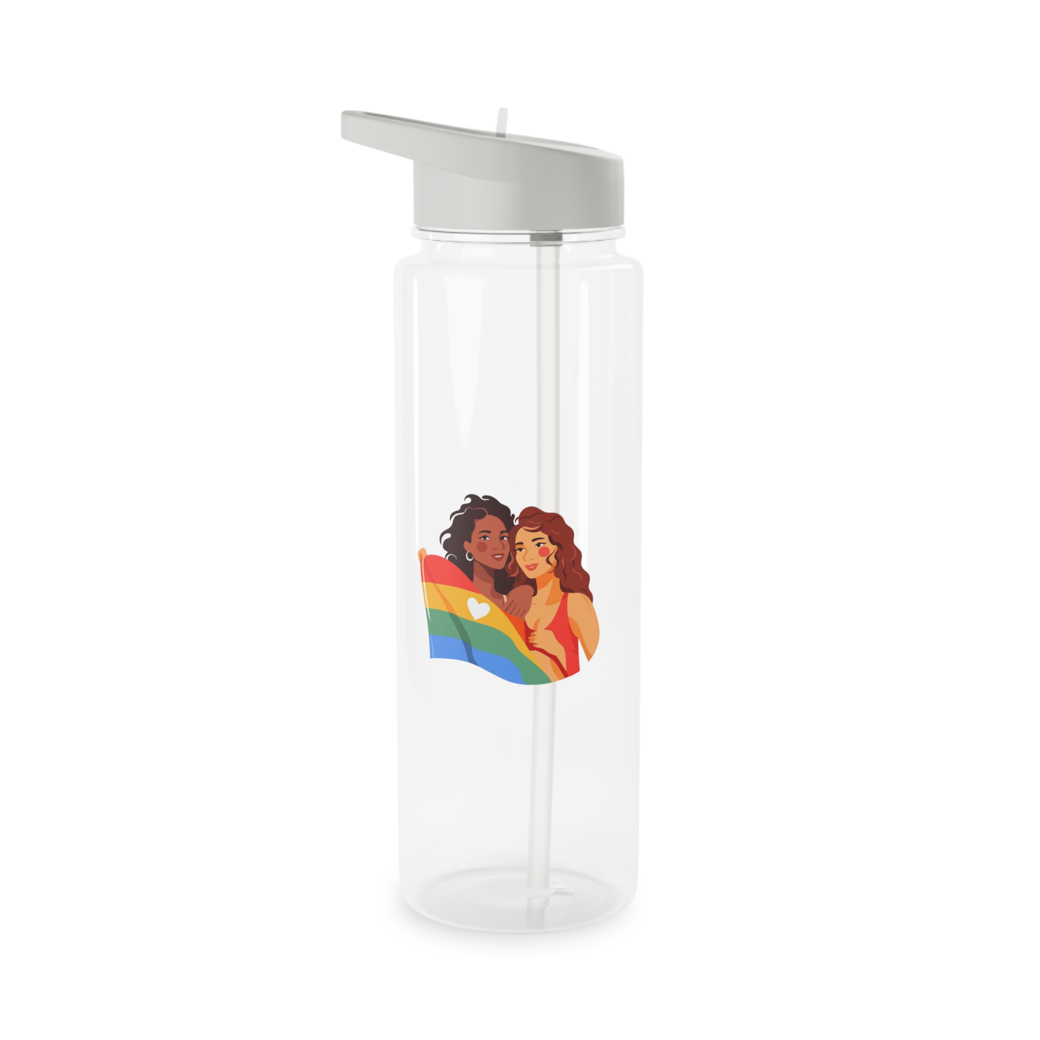 Portrait Lesbian Couple With Rainbow Flag Concept Lgbtq Tritan Water Bottle - Image 5