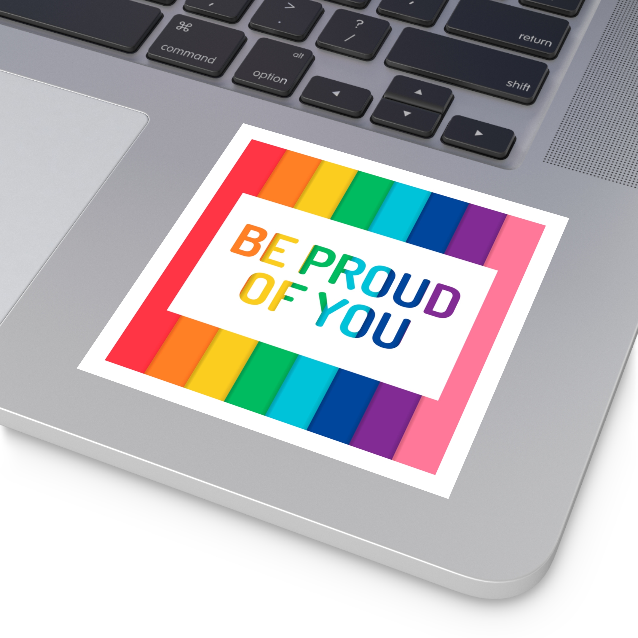 Rainbow Colored Background With Be Proud You Concept Pride Month Laminate Stickers Square - Image 23