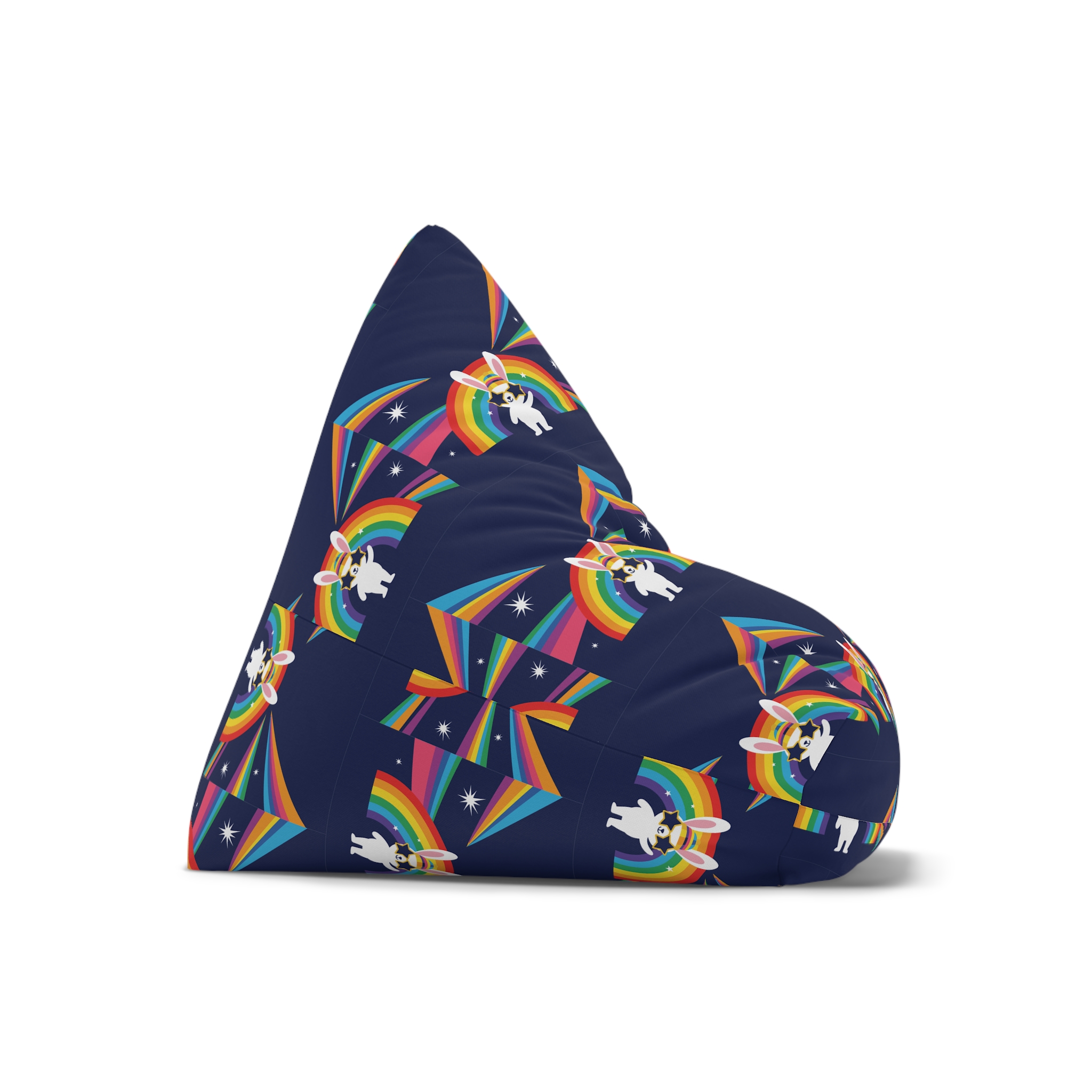Happy Bunny With Rainbow Stars Bean Bag Chair Cover - Image 7