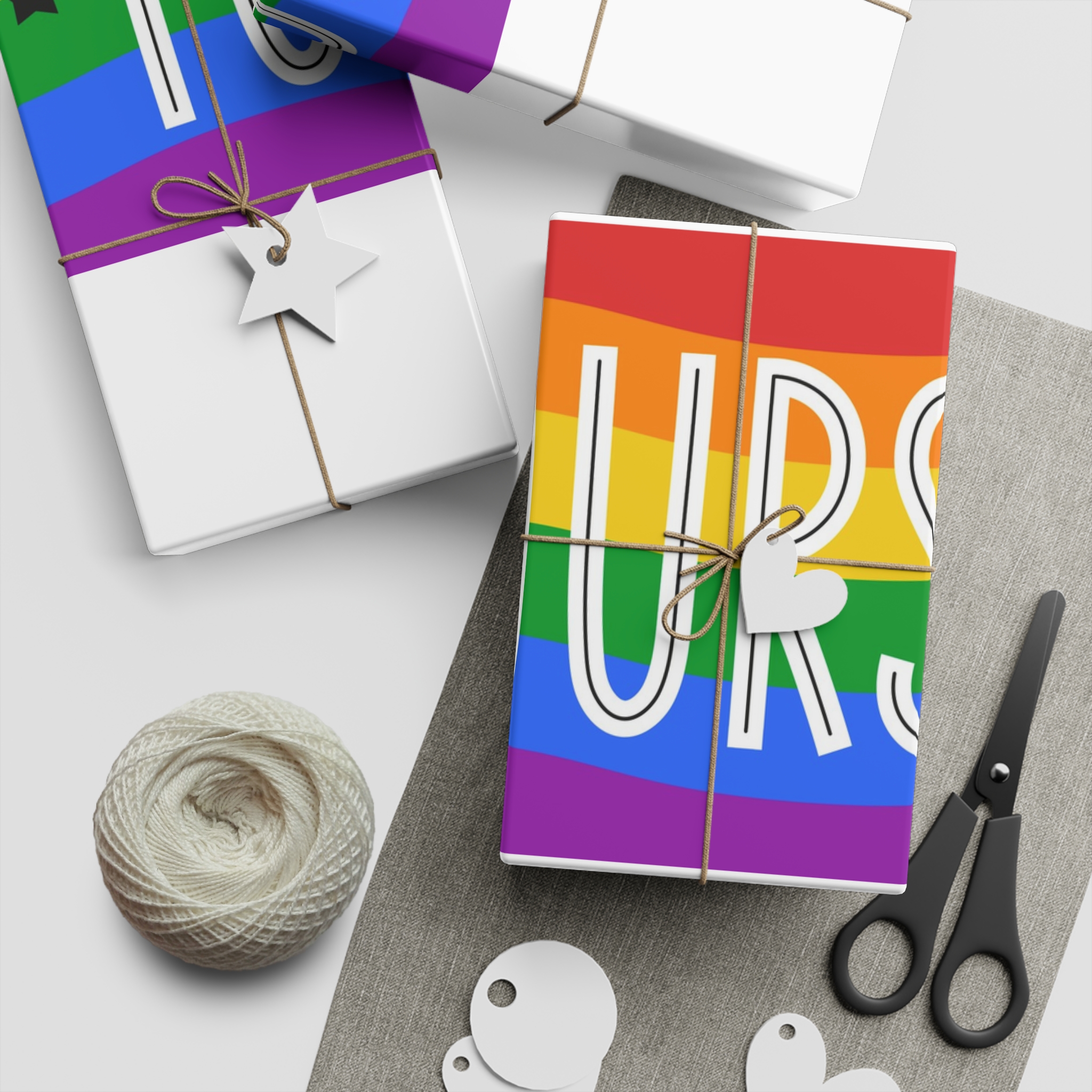 Be Yourself Phrase With Lgbtqia Flag Background Gift Wrapping Paper Sheets 1pc - Image 5