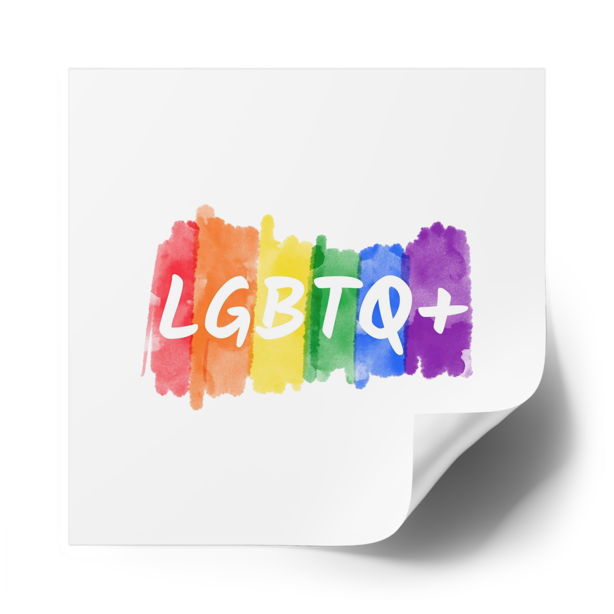 Lgbtq Logo Lettering Text Vector Rainbow Watercolor Paint Textured Colorful Stripes Laminate Stickers Square - Image 50