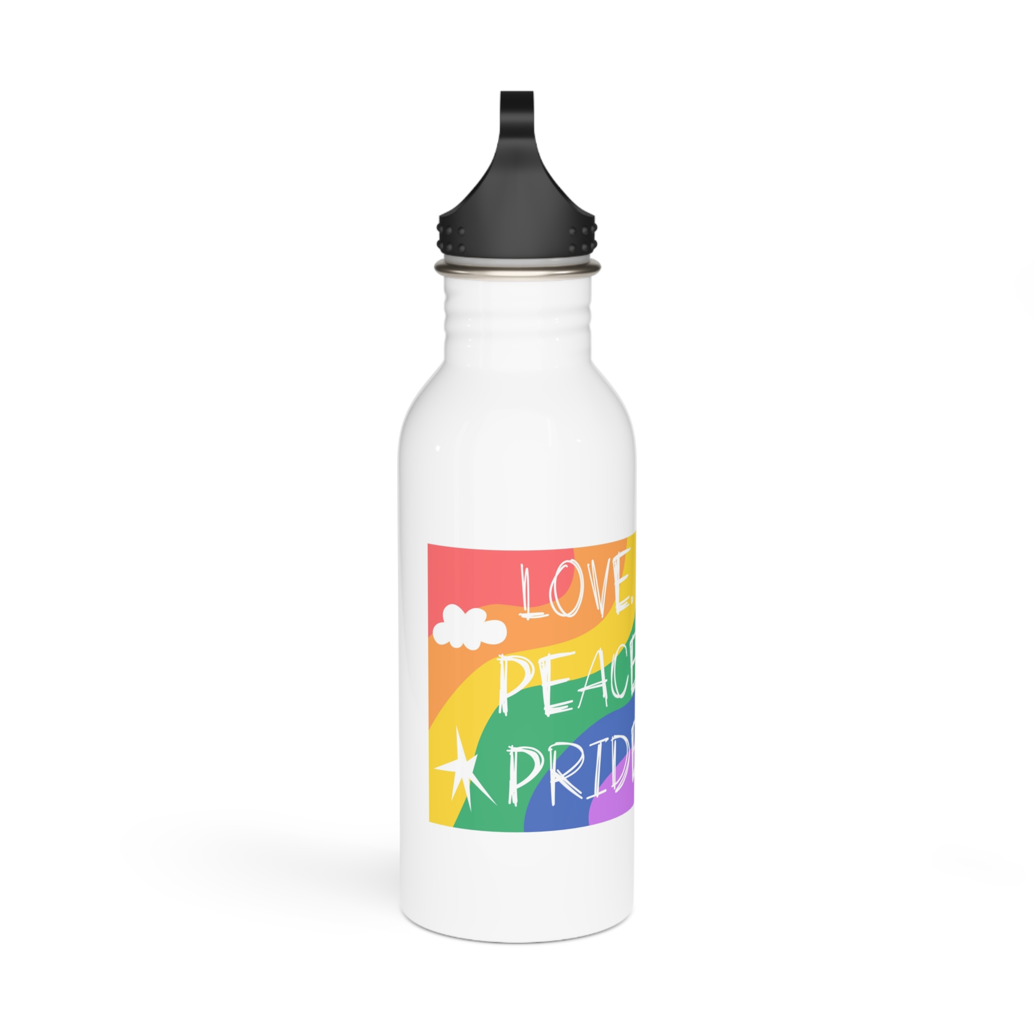 Lgbt Festive Cartoon Groovy Banner Retro 90s Style Love Freedom Concept Stainless Steel Water Bottle - Image 2
