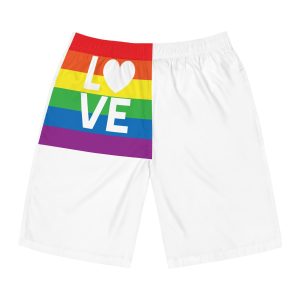 Love Lgbt Heart Squere White Mens Board Shorts Aop
