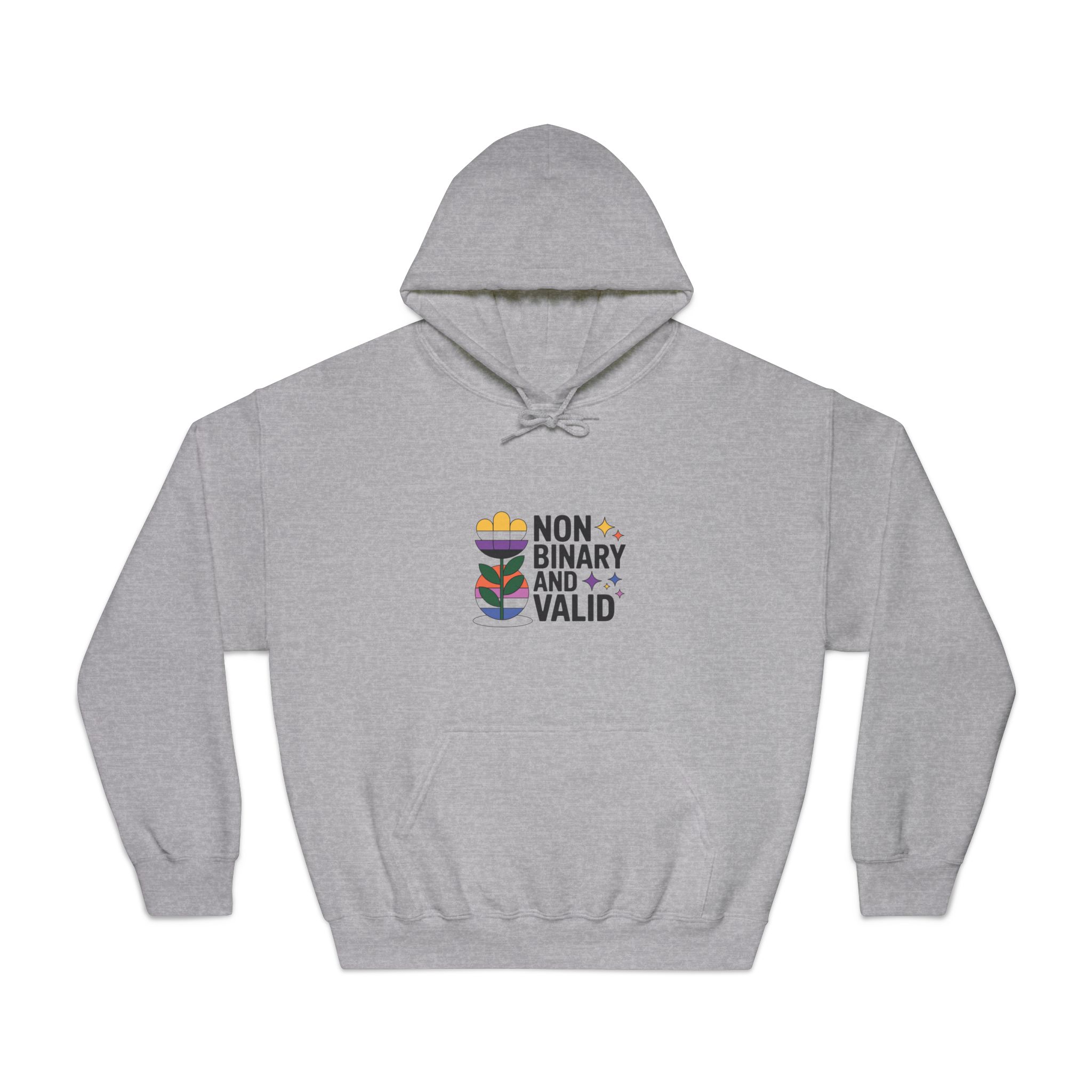 Non Binary Valid T Shirt Design Isolated White Background Unisex Dryblend Hooded Sweatshirt - Image 13