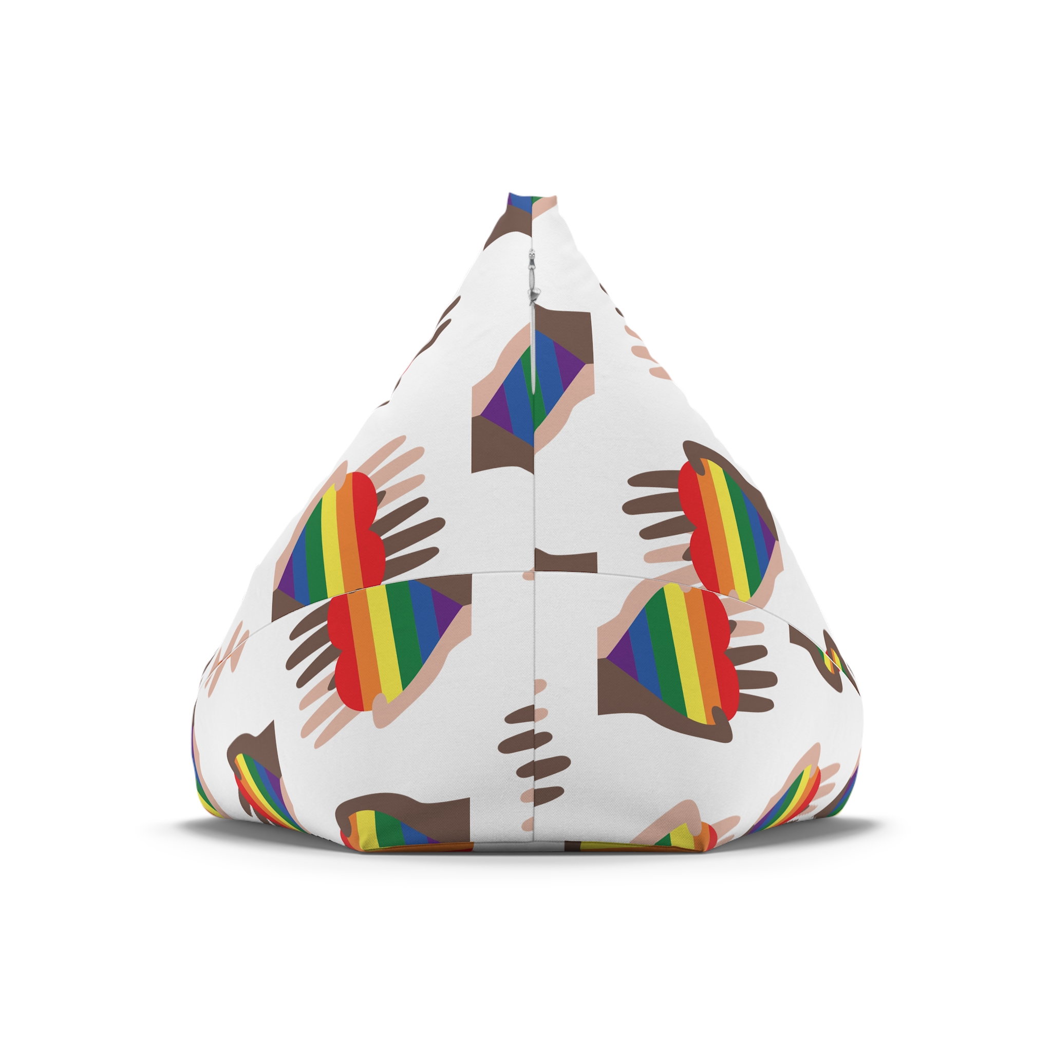 Hands Different Colors Skin Holding Rainbow Heart Lgbtq Color Bean Bag Chair Cover - Image 6