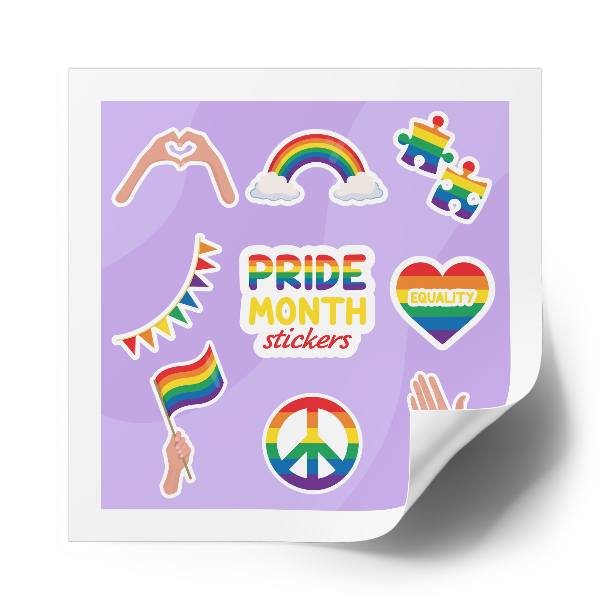 Pride Month Cute Stickers Lgbtq Rainbow Flag Flat Illustrations Laminate Stickers Square - Image 50