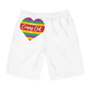 National Coming Out Day Rainbow Heart With Text Pride Lgbtq Mens Board Shorts Aop